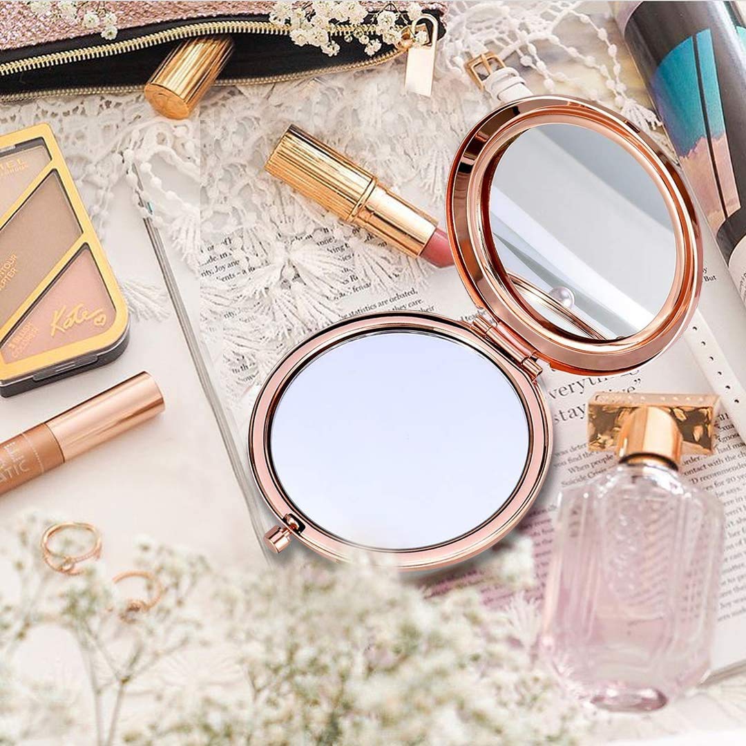 Not a Day Over Fabulous Rose Gold Stainless Steel Portable Makeup Mirror - Inspirational Birthday Gift for Women, Wife, Mom, Sister & Friends | Compact Cosmetic Mirror for Travel, Purse & Home Use
