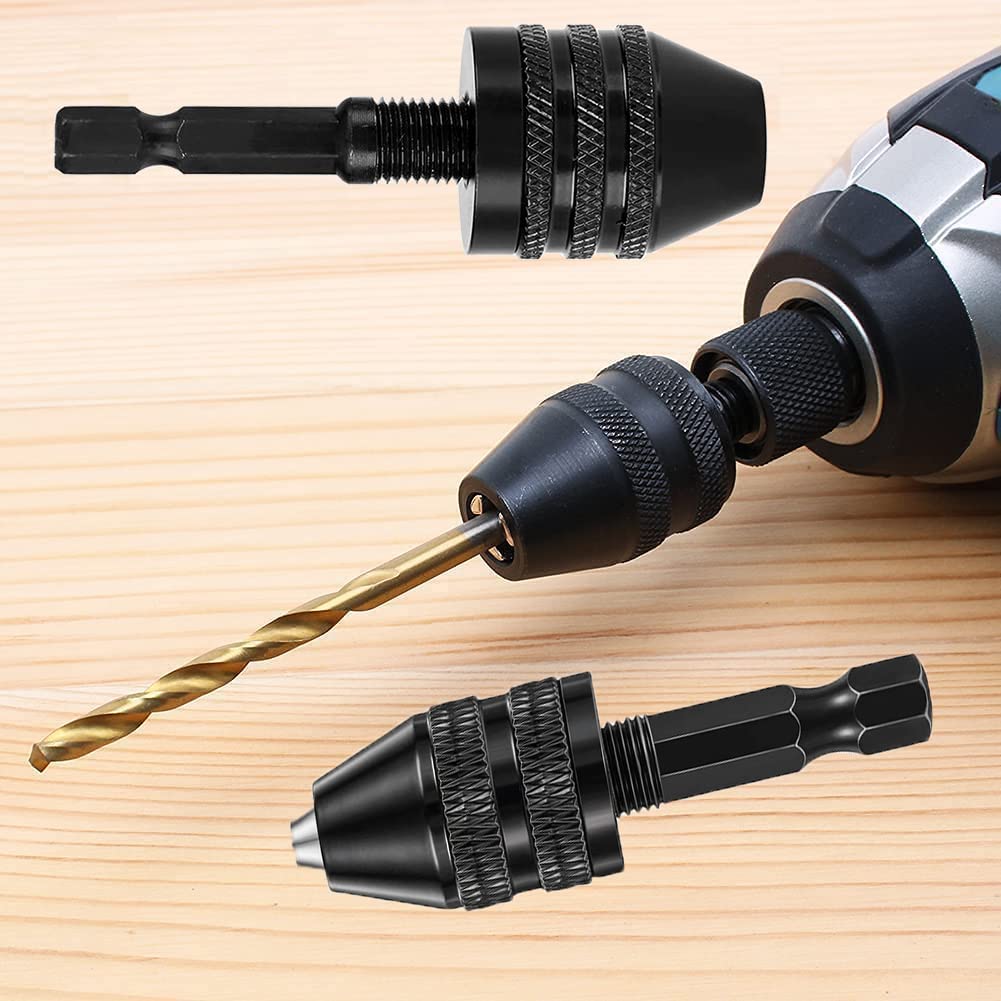 3-Piece Keyless Drill Chuck Set with 1/4
