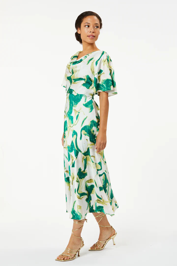 Elegant Mimi Cowl Neck Maxi Dress in Green - Perfect for Evening Parties, Weddings & Special Occasions