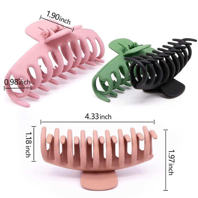 Shidara Large Hair Claw Clips for Women - Non-Slip Strong Hold Hair Clips for Thick & Thin Hair - 90s Fashion Hair Accessories (4-Piece Set) - Perfect for Work, Gym, and Everyday Styling