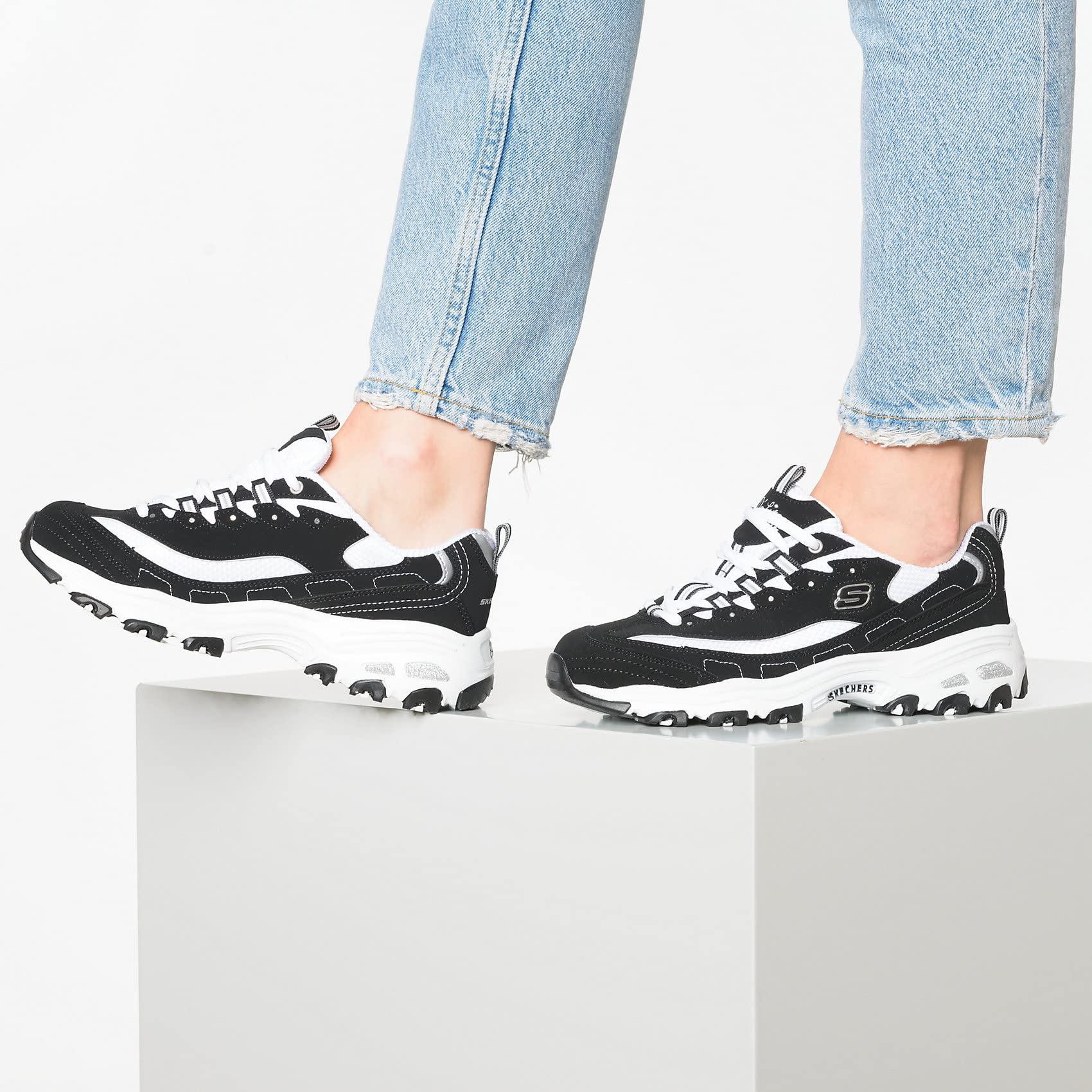 Skechers Women's D'Lites - Biggest Fan Memory Foam Sneakers | Lightweight Walking Shoes for Women | Perfect for Gym, Running & Casual Wear