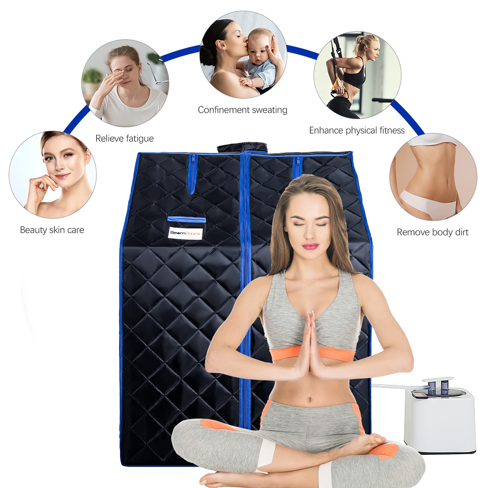 Portable Home Sauna Tent with Remote Control, 2L Steam Pot & Folding Chair - Detox, Stress Relief & Fatigue Recovery | Perfect for Home Spa, Relaxation & Wellness (Black)