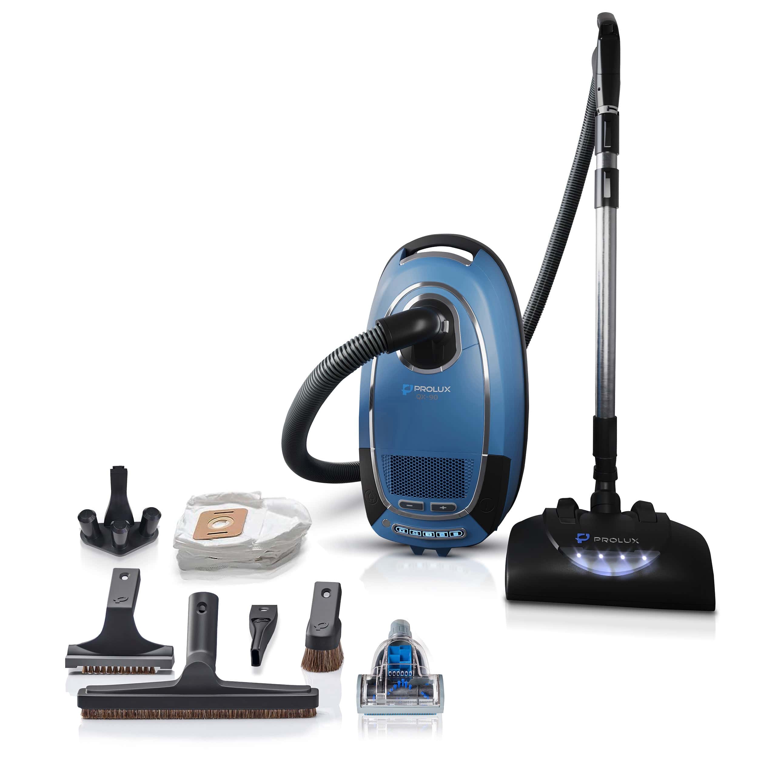 Prolux QX90 Powerful Canister Vacuum Cleaner with HEPA Filtration - Lightweight & Quiet for Hardwood Floors, Carpets, Pet Hair - Ideal for Home Cleaning, Office Use & Allergy Sufferers