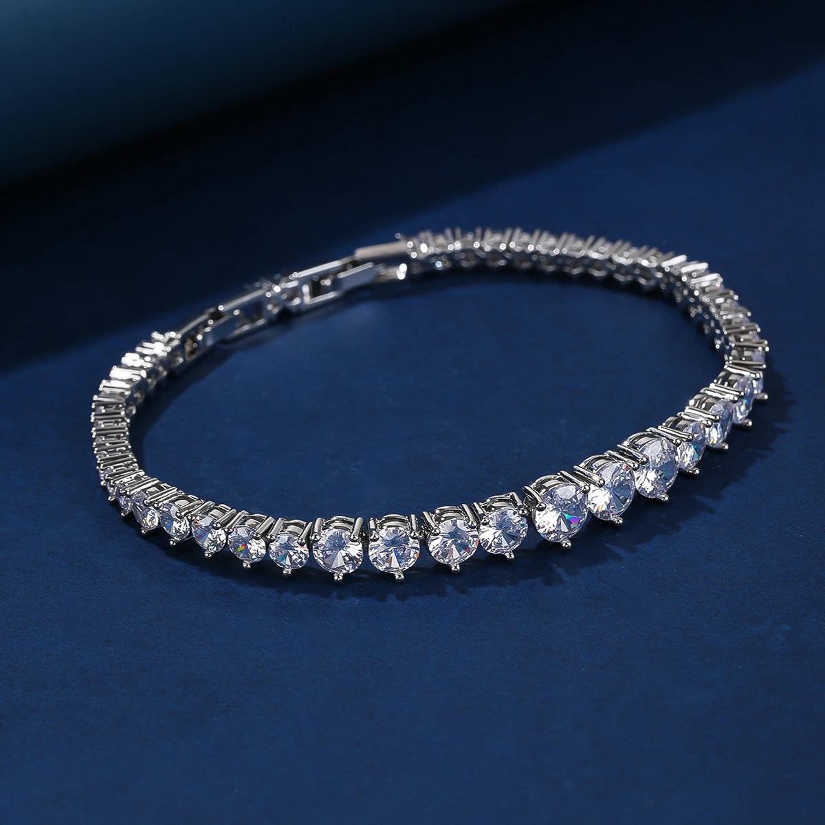Sparkling Princess Cut Round Cubic Zirconia Luxury Bracelet for Women - Elegant Chain Jewelry Gift for Anniversary, Party & Special Occasions (CK10038)