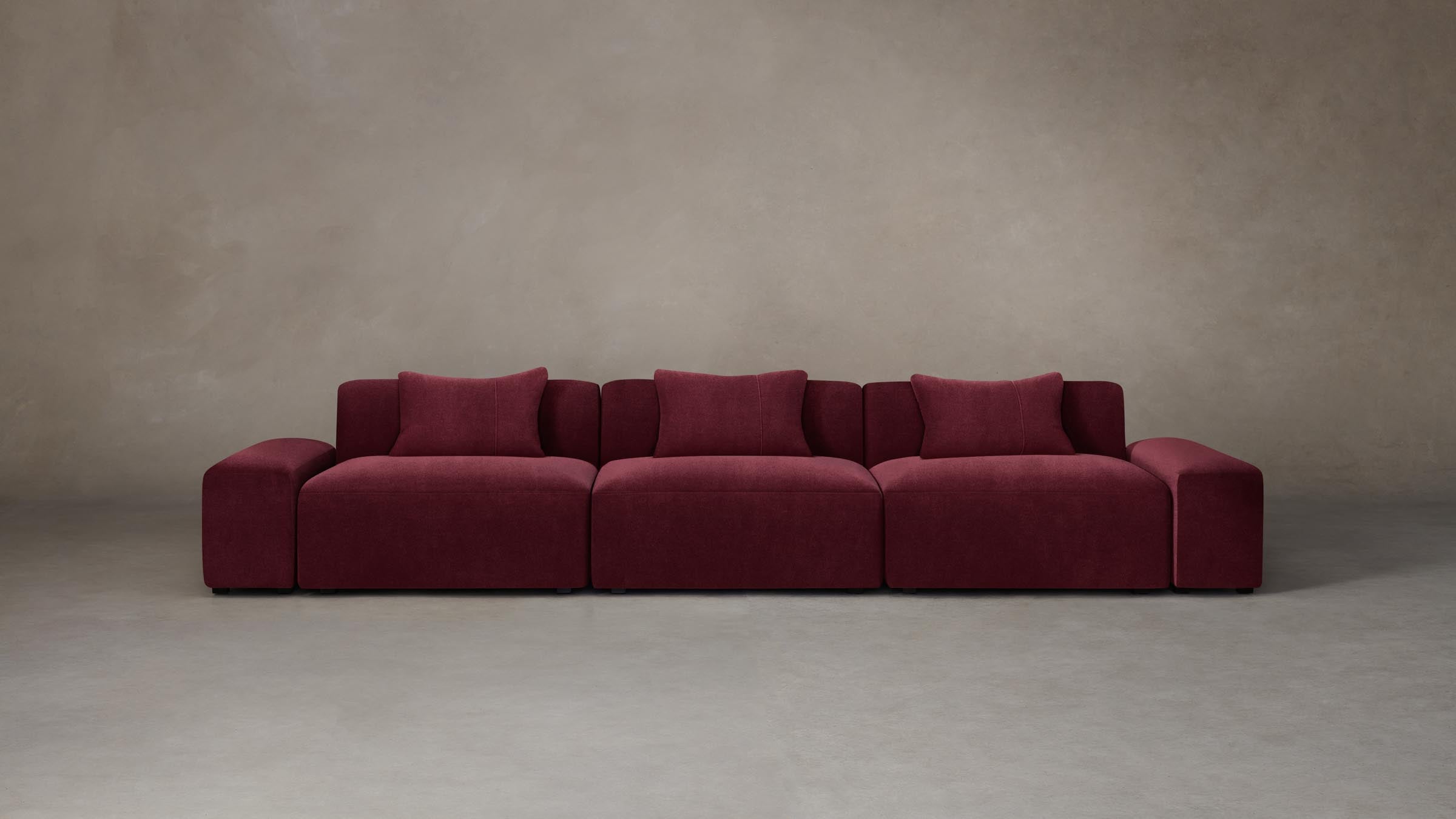 Breuer Modular Sofa - Performance Velvet Merlot | Modern Sectional Couch for Living Room, Lounge & Office | Durable & Stylish Furniture for Home Decor