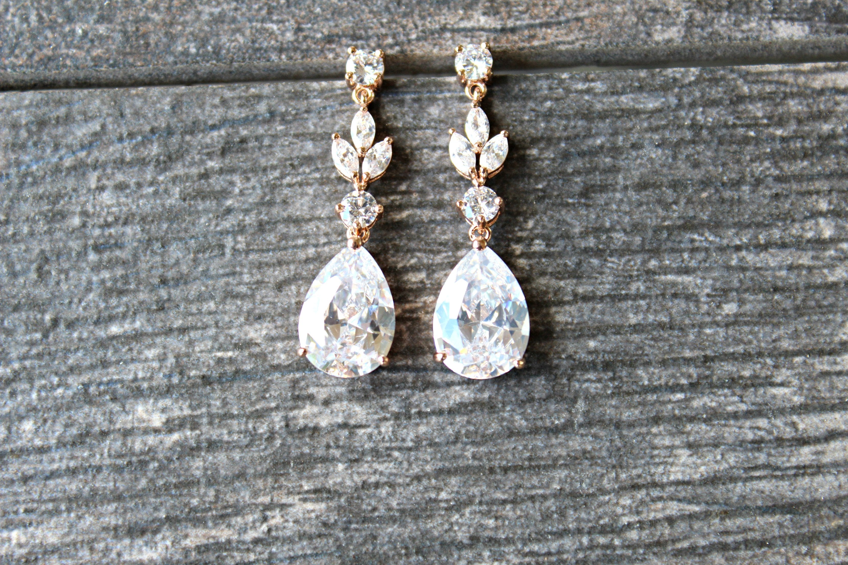 ADELIE Rose Gold Drop Earrings for Women - Elegant Dangle Earrings for Wedding, Party & Special Occasions | Hypoallergenic Fashion Jewelry Gift
