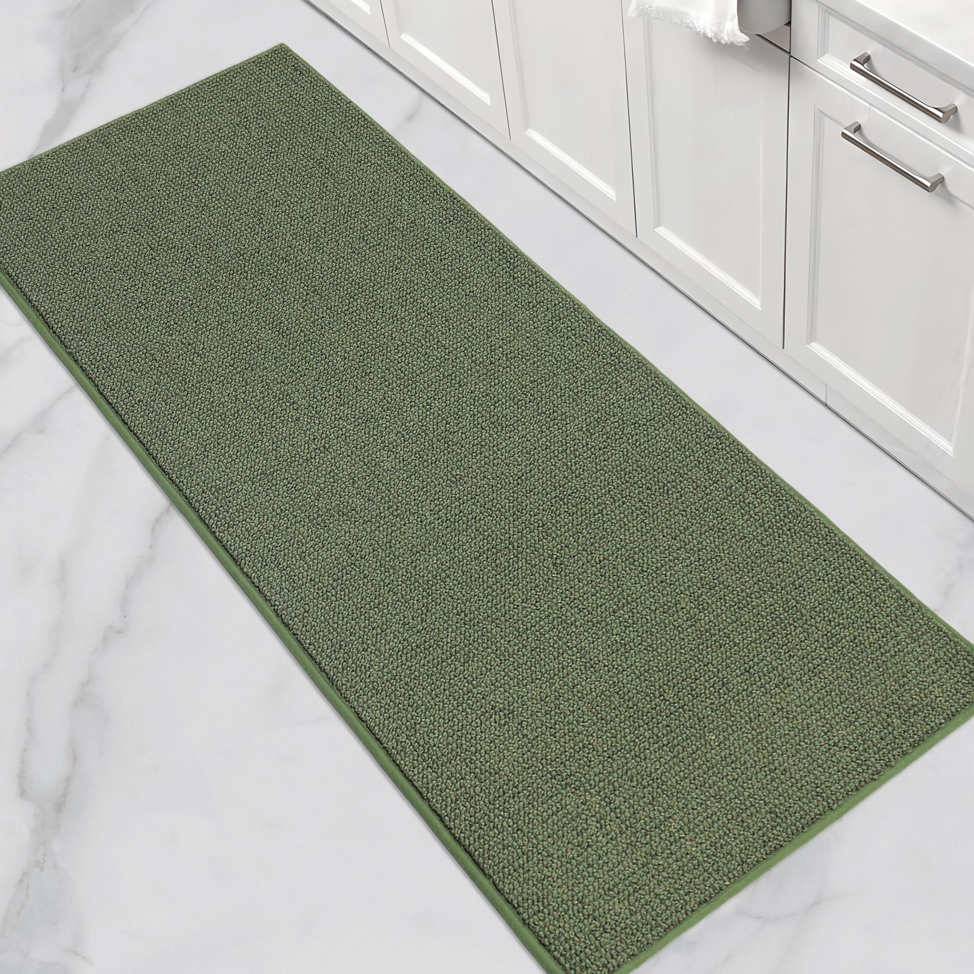 BEQHAUSE Non-Slip Kitchen Runner Rug 24x60 Inches - Super Absorbent, Stain Resistant, Machine Washable Floor Mat for Kitchen, Hallway, Laundry & Sink - Perfect for High Traffic Areas and Spill Protection (Green)