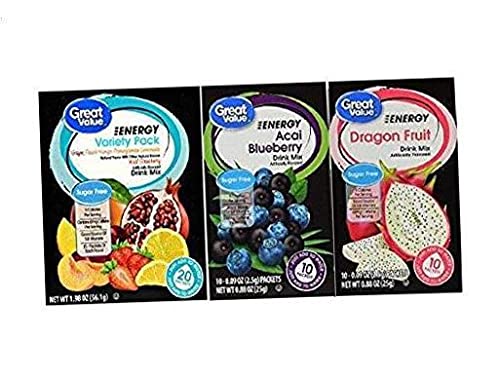 Low Calorie Sugar-Free Energy Drink Mix Powder - 3 Pack Bundle (Dragonfruit, Acai Blueberry & Variety) | Keto Friendly, Vegan & Gluten Free | Perfect for Workouts, Travel & On-the-Go Energy Boost