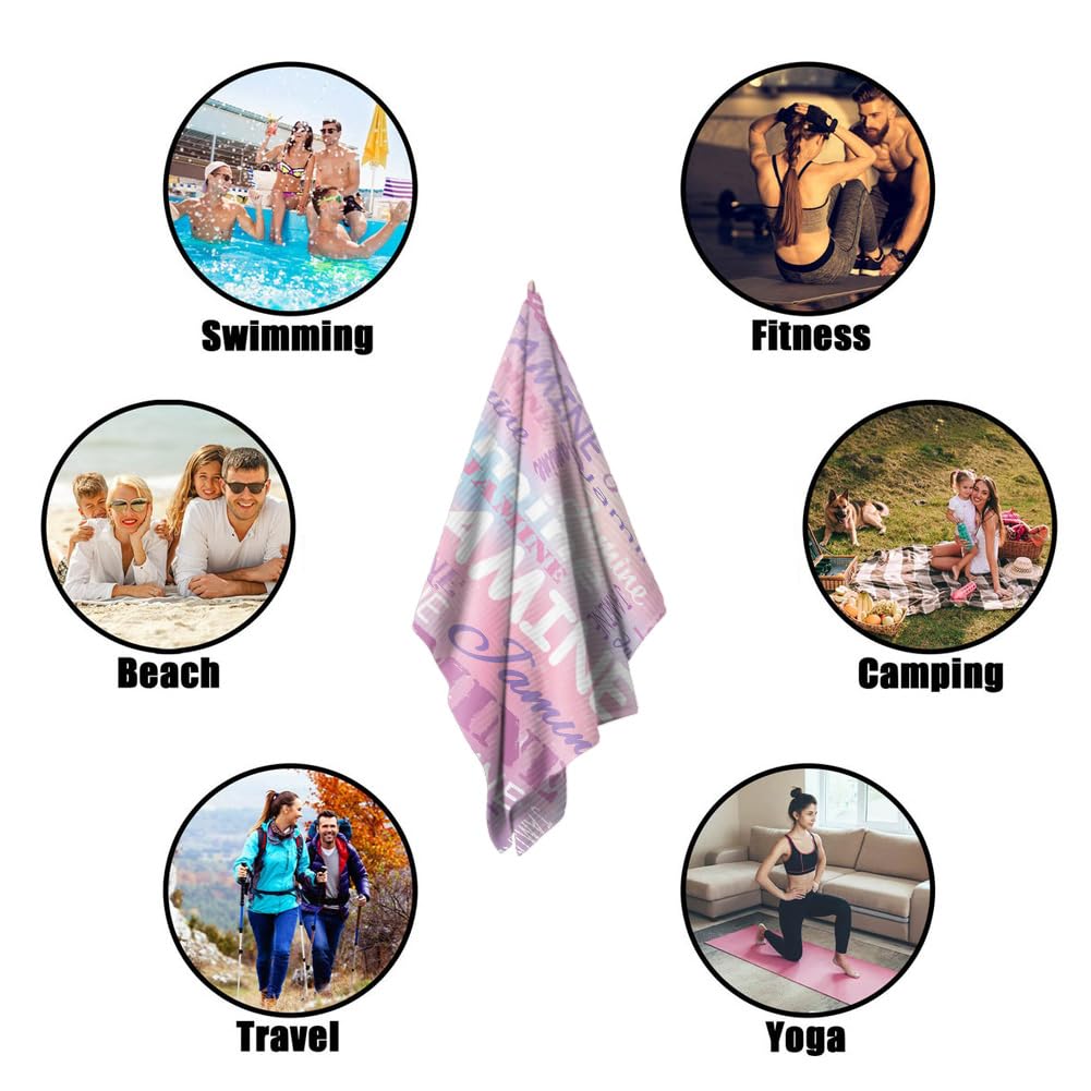 Novgarden Personalized Beach Towels with Name - Custom Quick Dry Microfiber Cotton/Poly Blend Pool Towel 30x60 Inches - Perfect for Beach, Travel, Pool, Bath & Home Decor - Great Gift for Summer Vacations