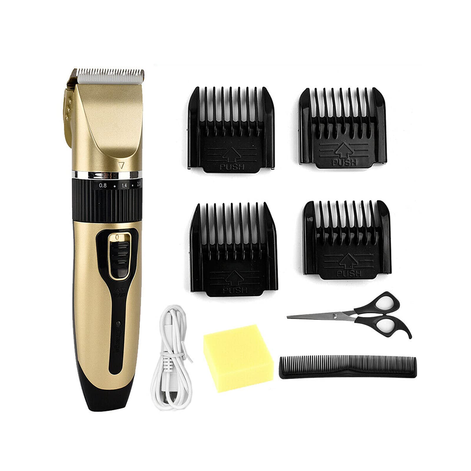 Professional Hair Clipper Kit for Men & Kids - USB Rechargeable Cordless Hair Trimmer with 4 Attachments | Home Barbering, DIY Haircuts, Beard & Mustache Grooming