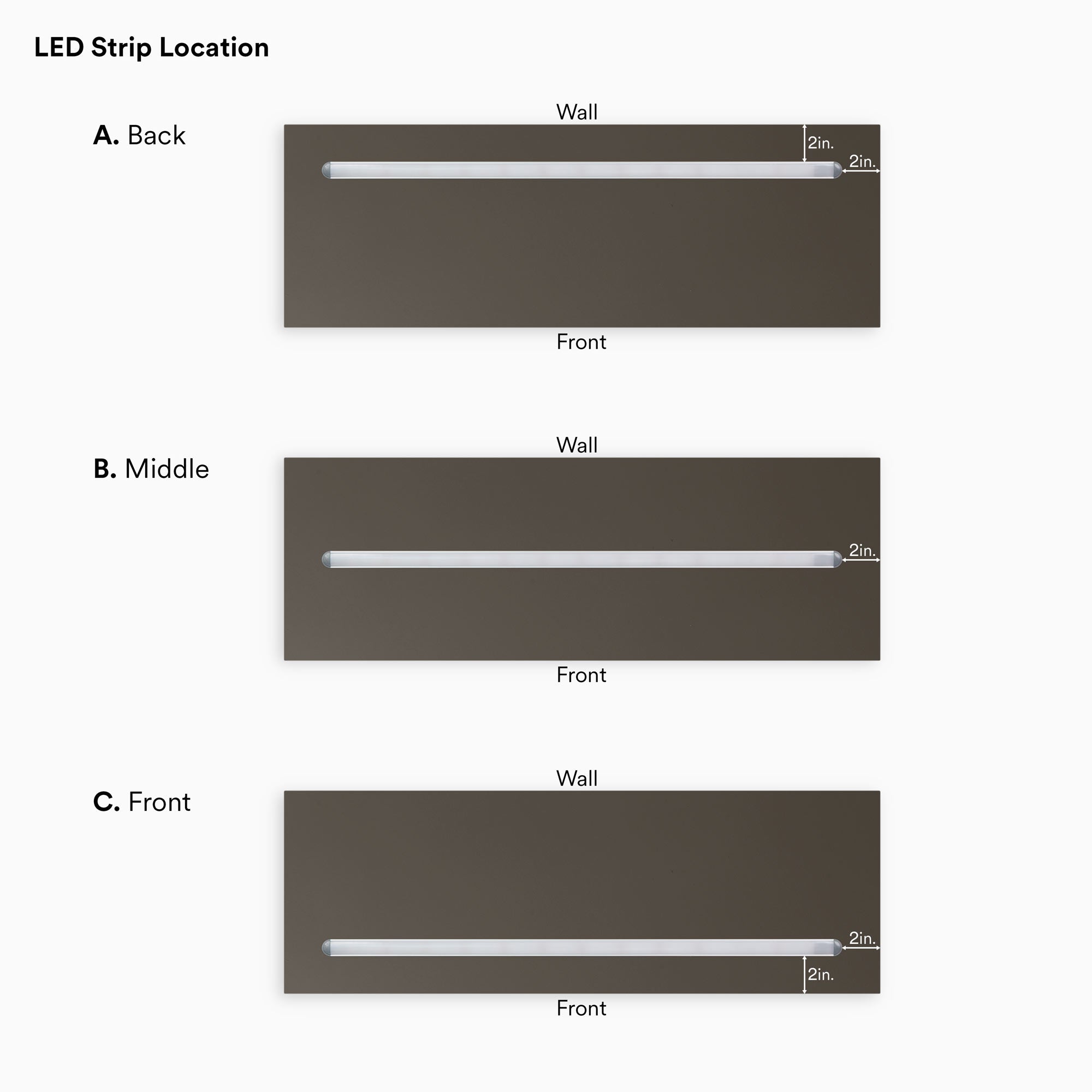 Aksel LED Floating Shelf with Tungsten Finish - Modern Wall Mounted Display for Living Room, Bedroom, or Office Decor