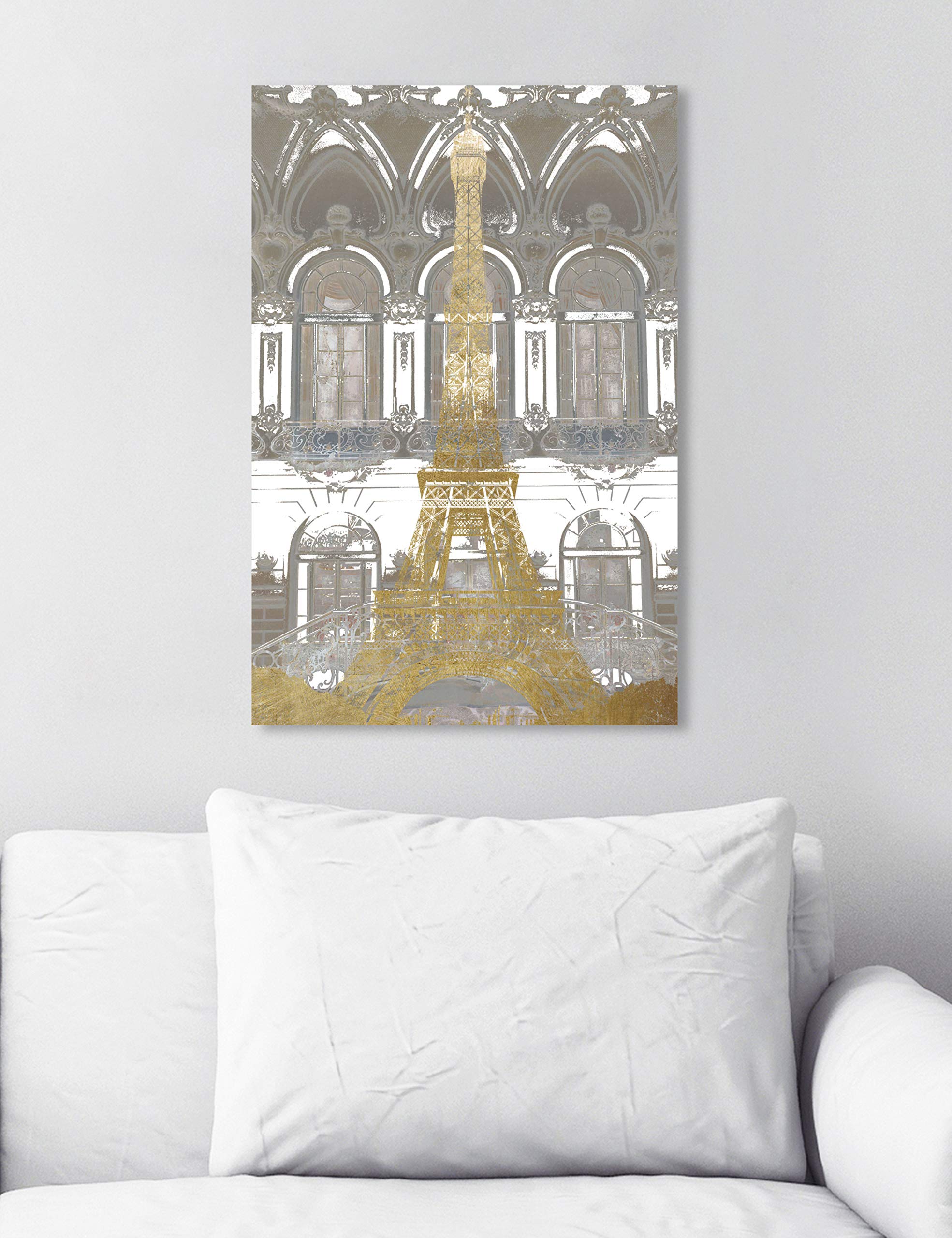 Oliver Gal Artist Co. Parisian Eiffel Tower Canvas Wall Art Print - 16x24 Inch Gold & Gray Modern Architecture Home Decor - Perfect for Living Room, Bedroom & Office Decorations