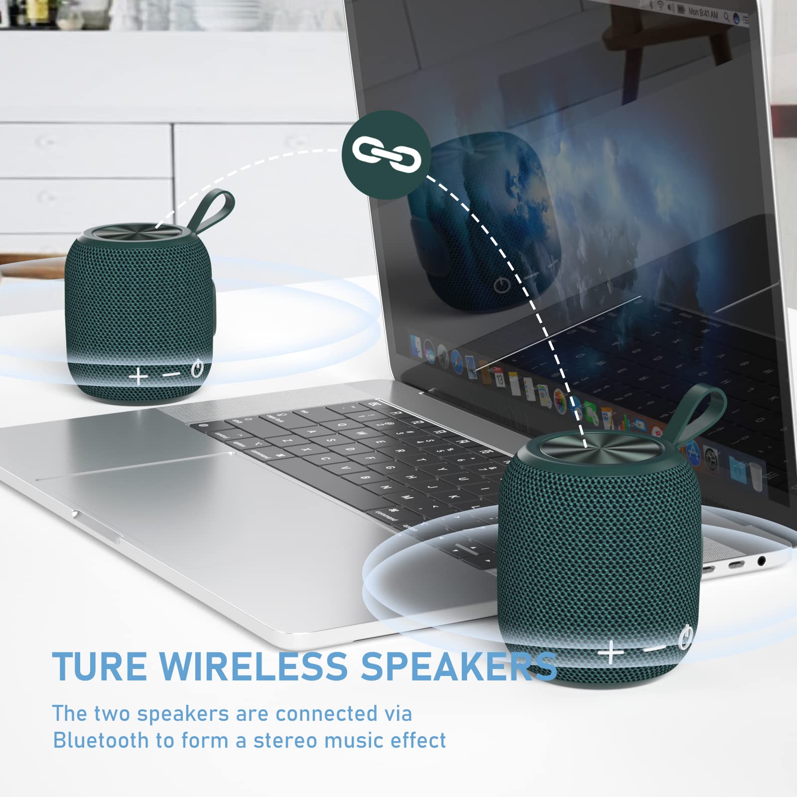 Portable Waterproof Bluetooth Speaker with Stereo Bass & 360° HD Surround Sound - Perfect for Travel, Bathroom, Pool, Beach, Camping & Outdoor Activities (Green)