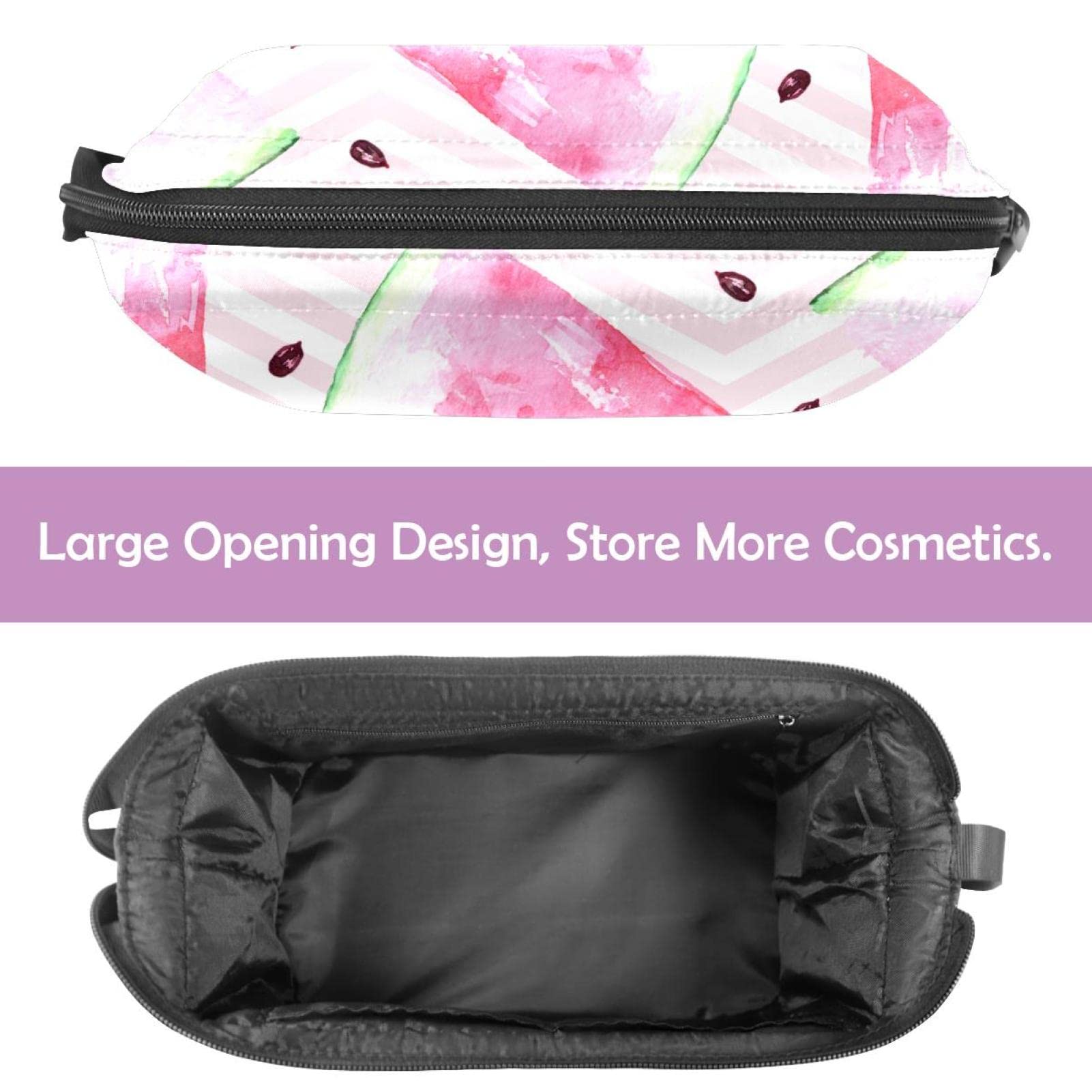 Large Travel Cosmetic Bag for Women - Pink Watercolor Watermelon Design, Makeup Organizer & Toiletry Bag | Perfect for Vacation, Gym, and Everyday Use
