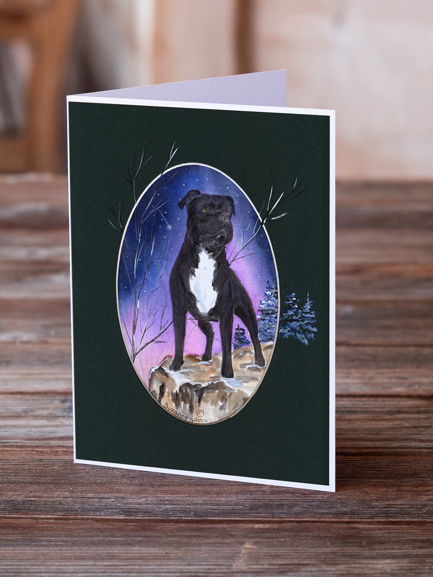 Staffordshire Bull Terrier Greeting Cards - Pack of 8 Blank A7 (5x7) Note Cards with Envelopes | Whimsical Dog Lover Stationery for Birthdays, Thank You Notes & Special Occasions