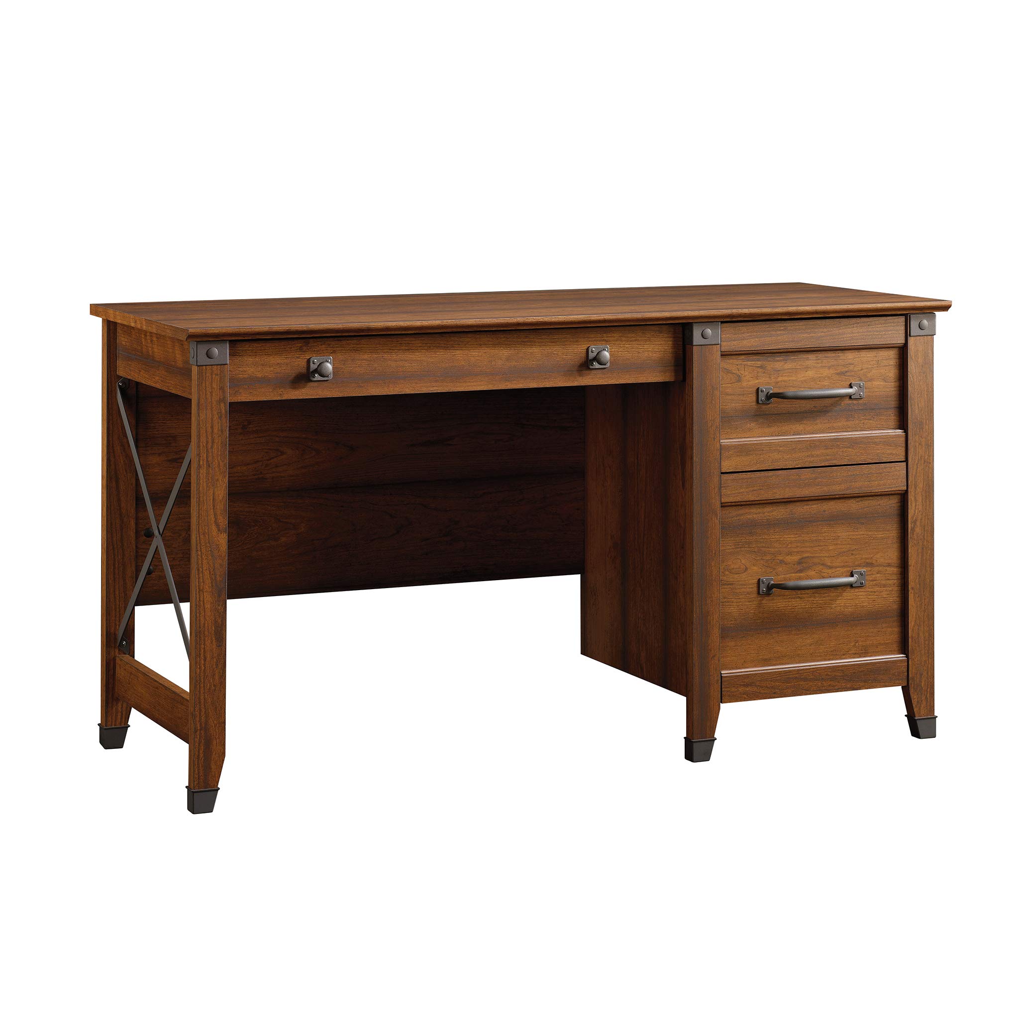 Sauder Carson Forge Desk in Washington Cherry Finish - Stylish Home Office Desk for Work & Study | Perfect for Small Spaces & Modern Interiors