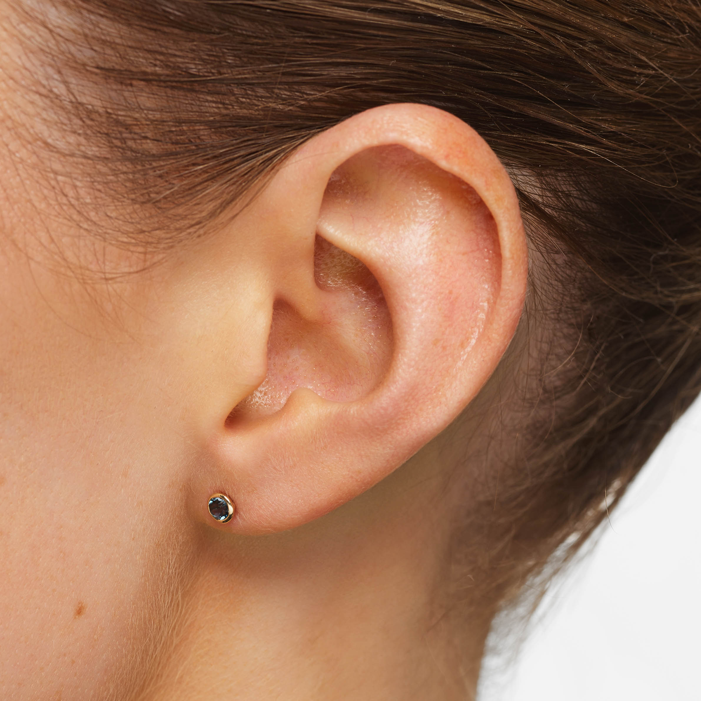 10k Gold Blue Topaz Bezel Stud Earrings - Elegant Jewelry for Women, Perfect for Weddings, Parties & Everyday Wear