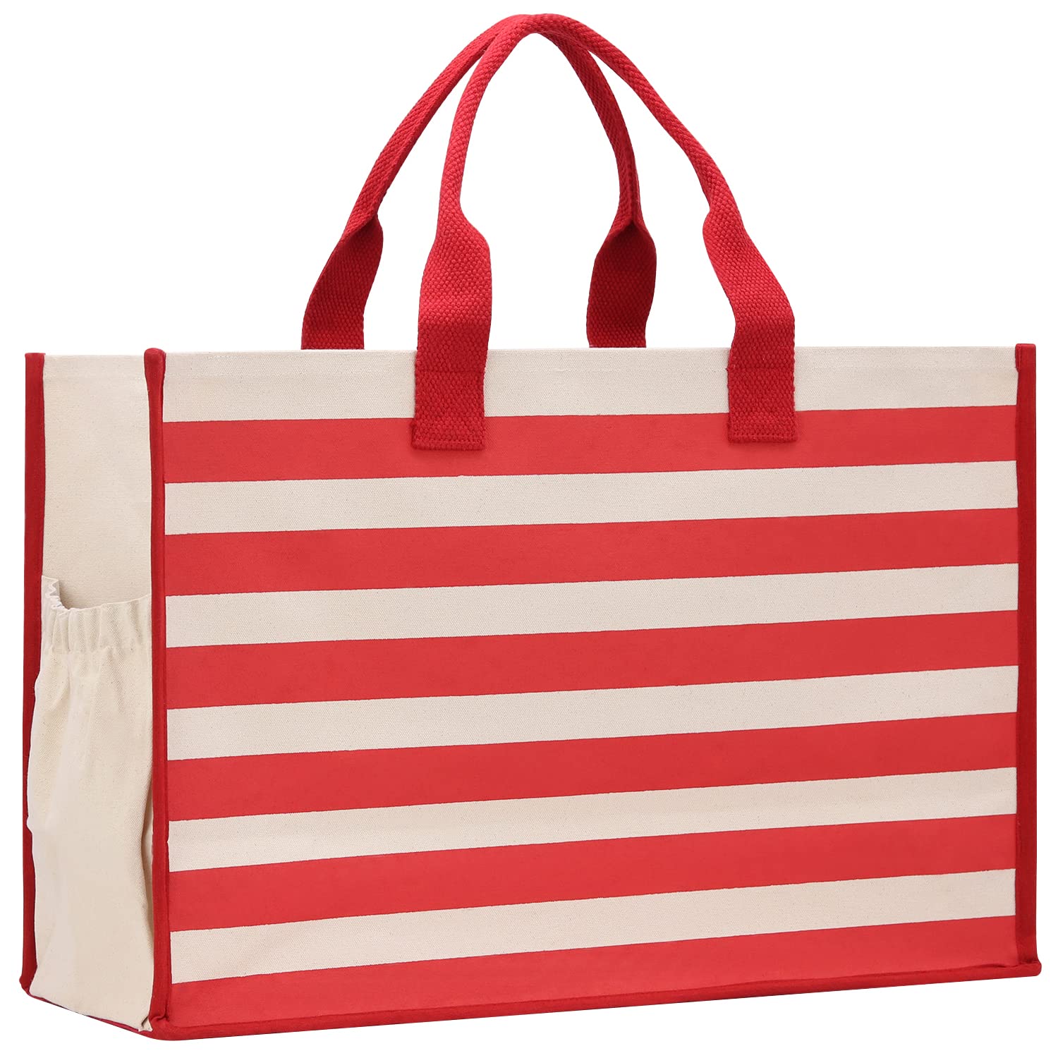 VANESSA ROSELLA XL Beach Tote Bag - Cotton Canvas Cabana Bag with Zipper Pockets for Pool, Travel & Picnic