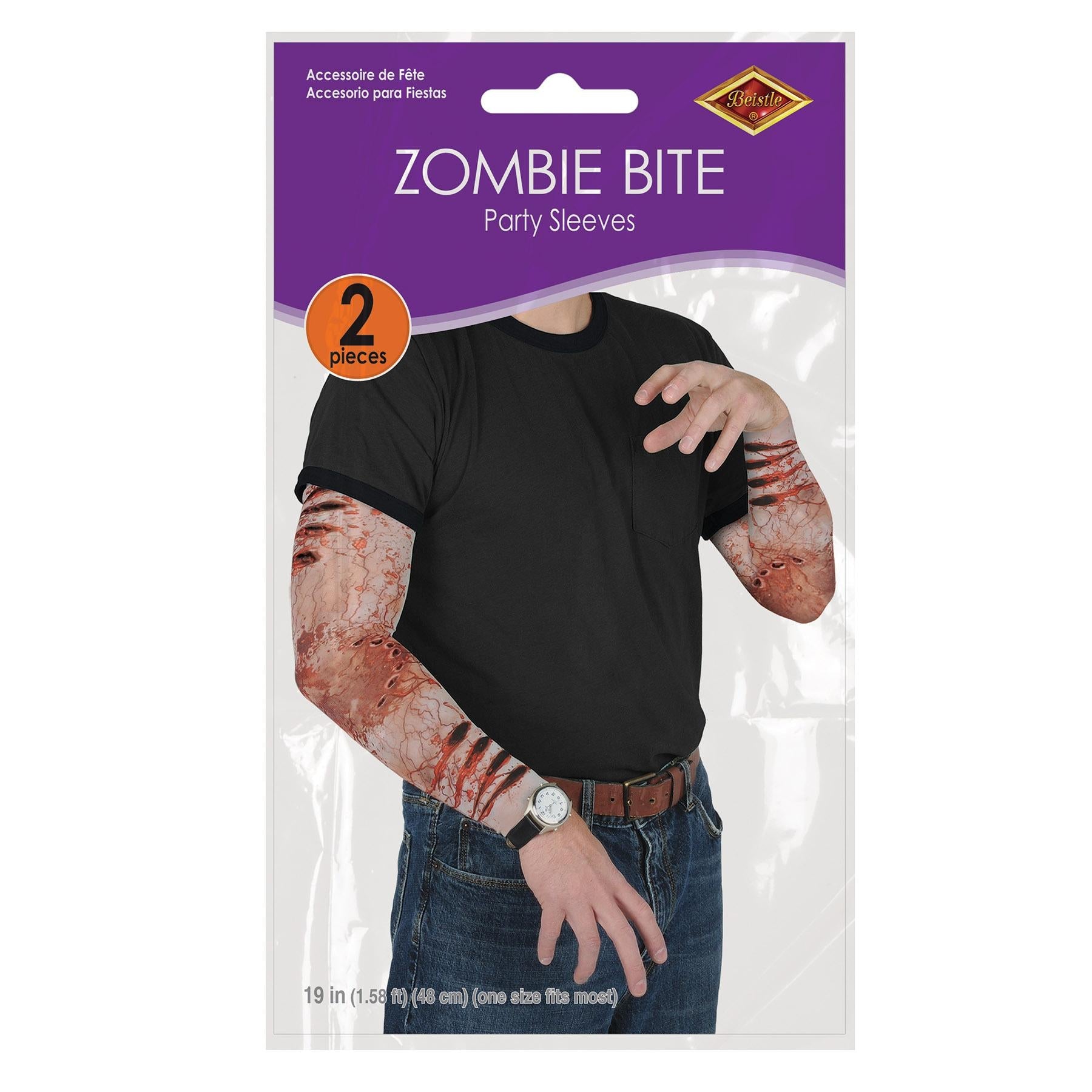 12 Pair Beistle Halloween Zombie Bite Party Sleeves - Spooky Costume Accessories for Halloween Parties, Cosplay & Scary Events
