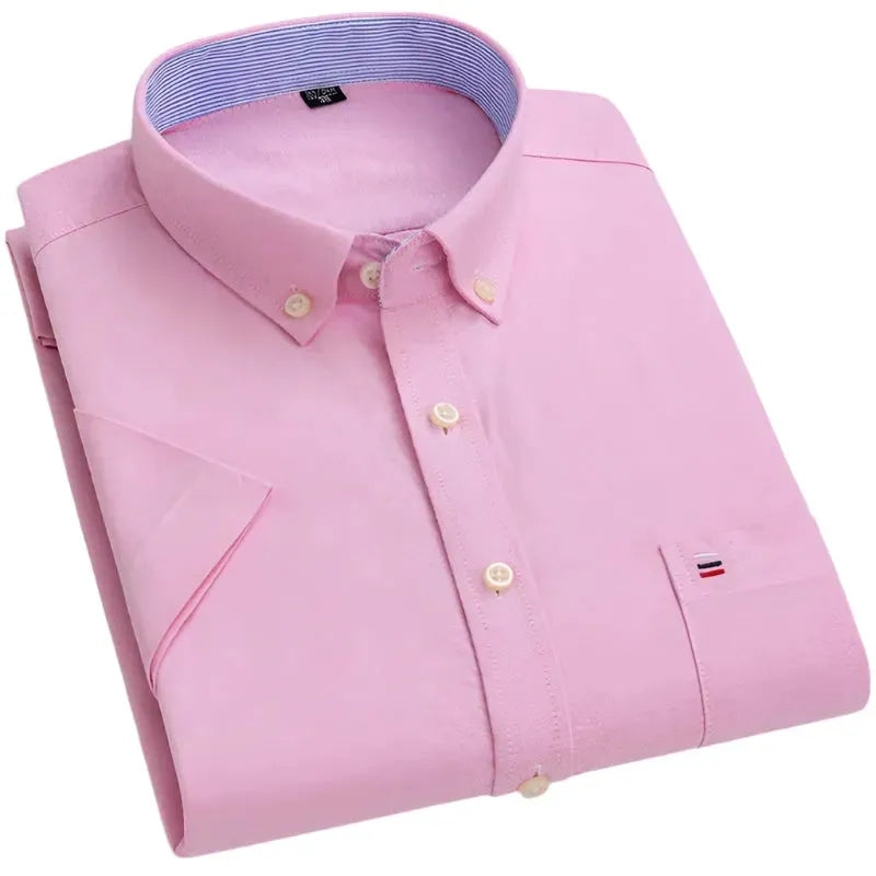 Men's Classic Short Sleeve Oxford Shirt - Casual Button Down Shirt for Men - Perfect for Office, Business Casual & Summer Outfits