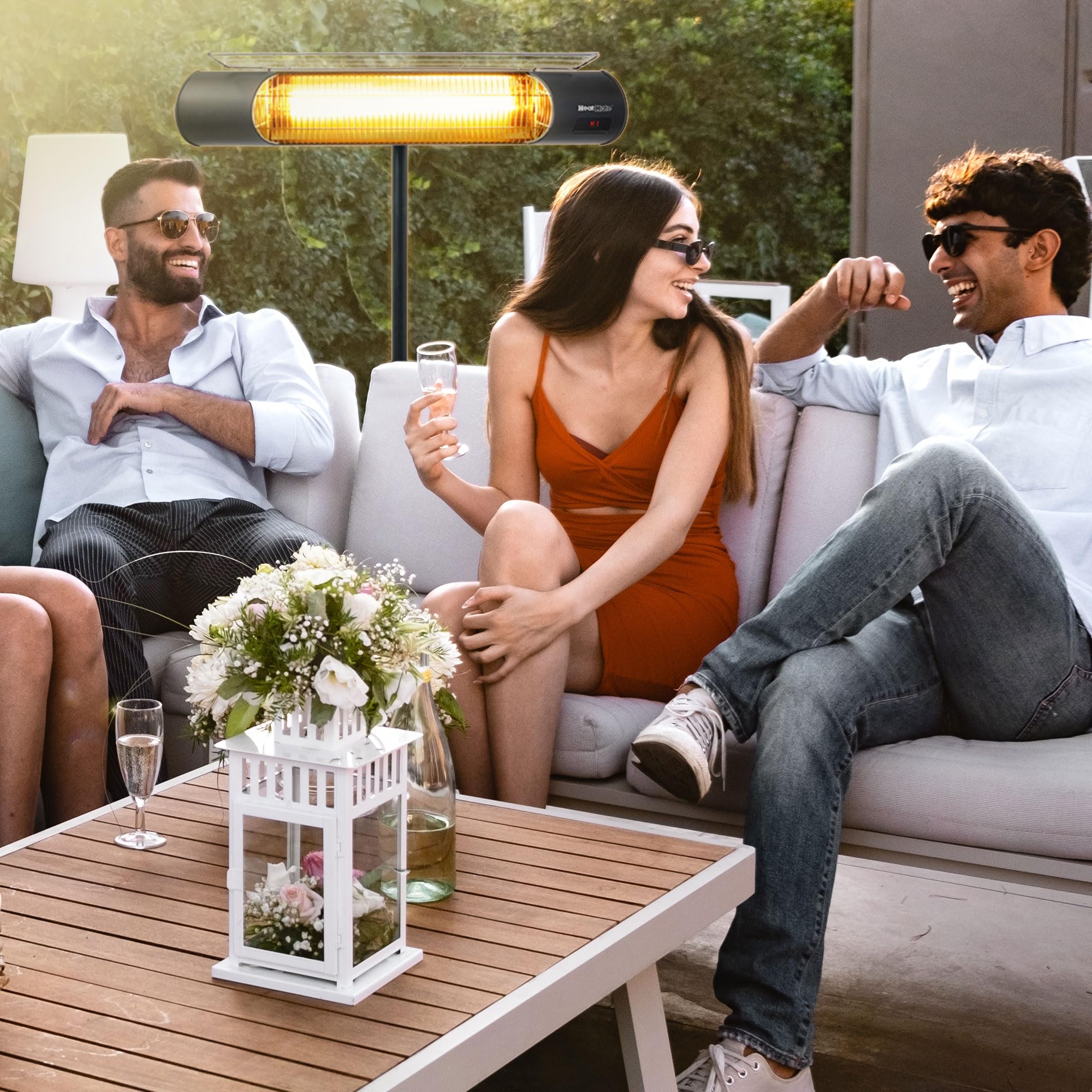 Outdoor Heater with Tripod Stand & Remote - Weatherproof Graphite Patio Heater for Decks, Backyards & Gardens | Perfect for Cold Evenings & Outdoor Entertaining, Black