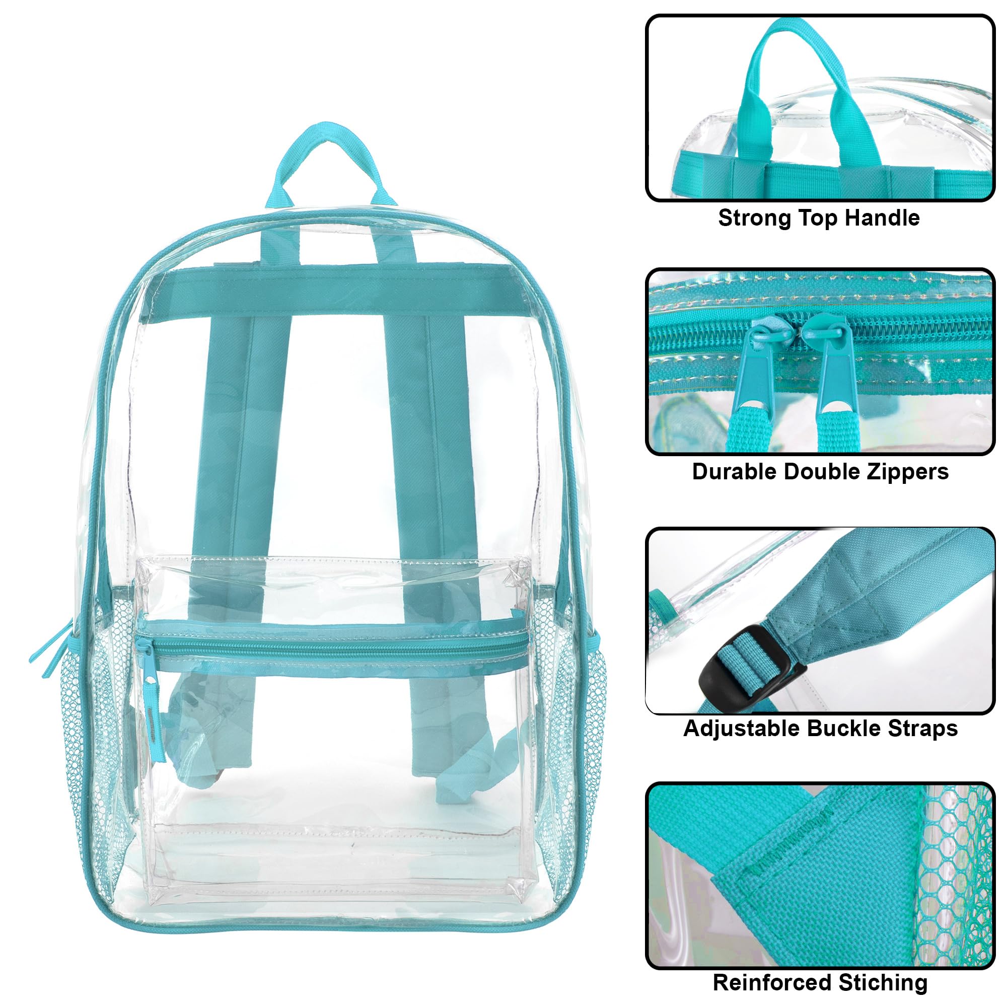 Trail Maker Heavy Duty Clear Backpack with Padded Straps & Side Pockets for Kids - School, Stadium Approved Backpack for Boys & Girls - Perfect for School, Concerts, Sports Events & Travel