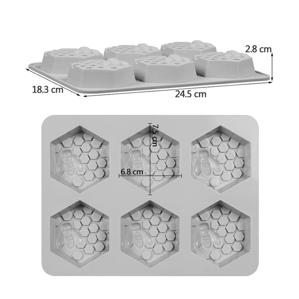 EchoDone 6-Cavity Silicone Honeycomb Mold for Soap, Candle, Baking & Jelly Making - Perfect for Wedding, Christmas Decorations (Set of 2) | DIY Crafts, Dessert Molds, Ice Cube Trays & Home Decor