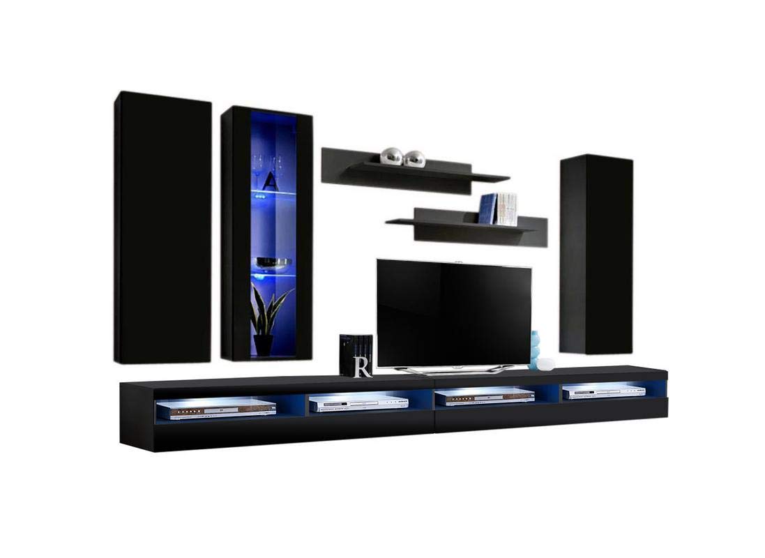 Modern Floating TV Stand with Storage & LED Lights - Wall-Mounted Entertainment Center Console for Bedroom & Living Room - Oak Wood TV Cabinet with Shelves - Perfect for Small Spaces & Home Theater Setup