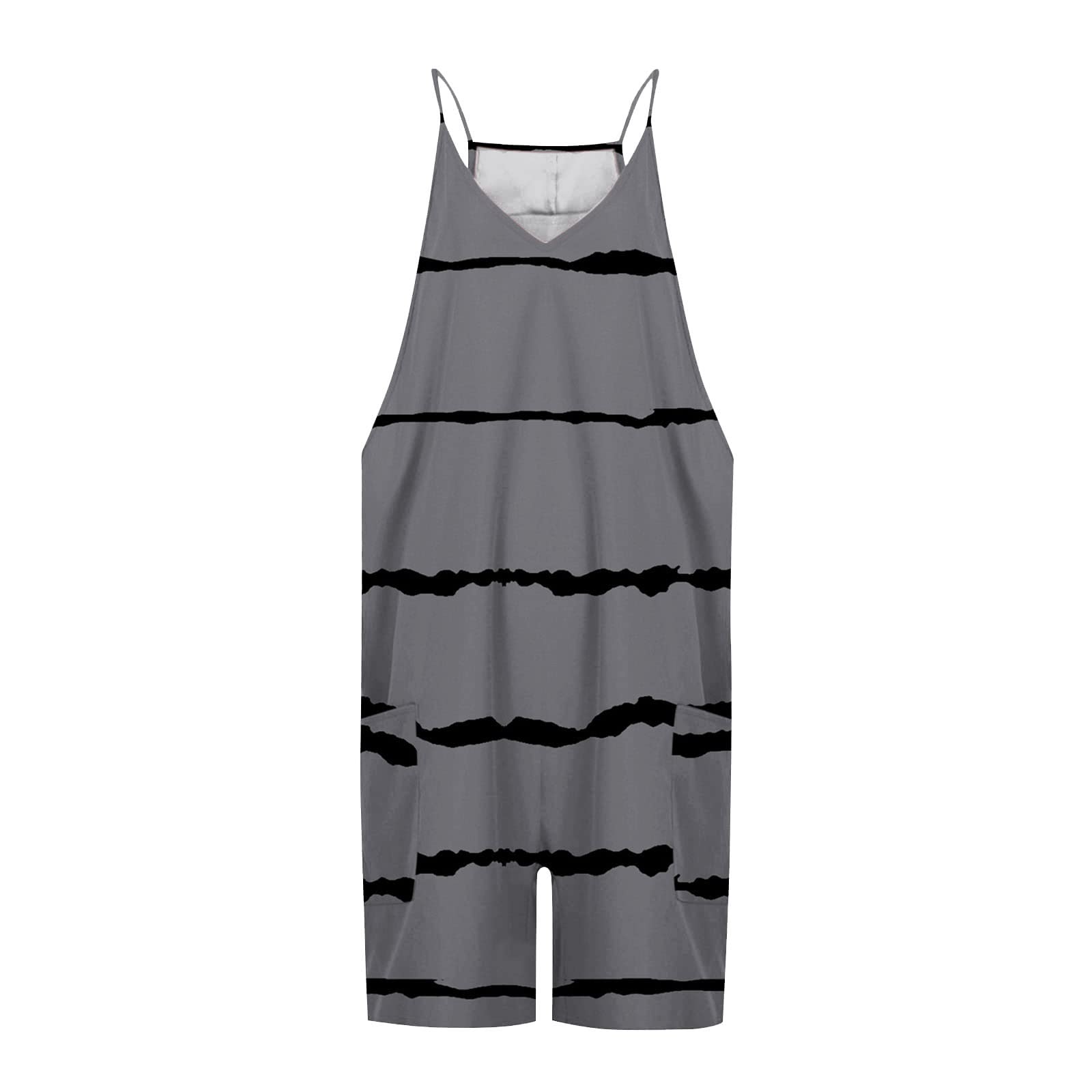 Women's Fashion Color Block Striped Summer Romper - Sexy Sleeveless Printed Wide Leg Jumpsuit for Casual Wear | Perfect for Beach, Vacation, and Summer Outings