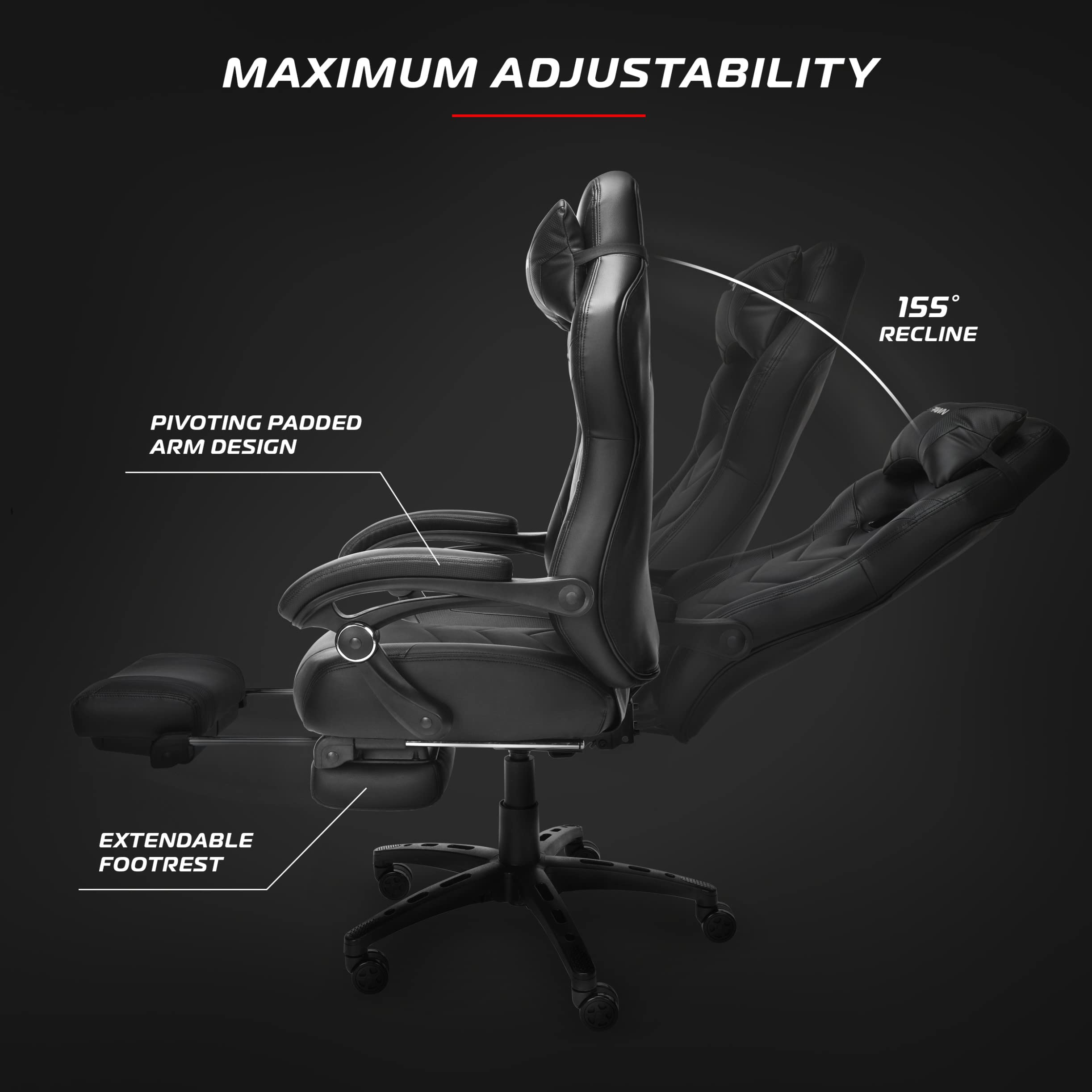 RESPAWN 110 Ergonomic Gaming Chair with Footrest Recliner - Racing Style High Back Office Chair for PC & Desk - 360° Swivel, Adjustable Lumbar Support & Headrest - Padded Armrests - Green (2021 Model) - Perfect for Gaming, Streaming & Home Office Workspace