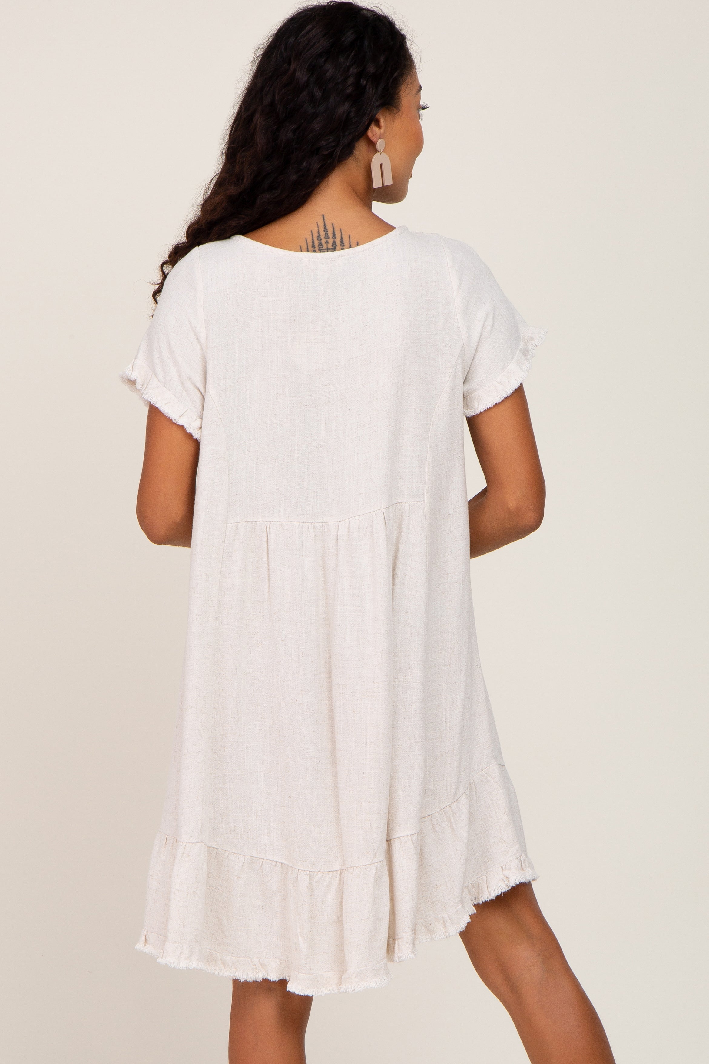 Beige Frayed Hem Dress for Women - Boho Chic Summer Maxi Dress with Distressed Details | Perfect for Beach Vacations, Music Festivals & Casual Outings