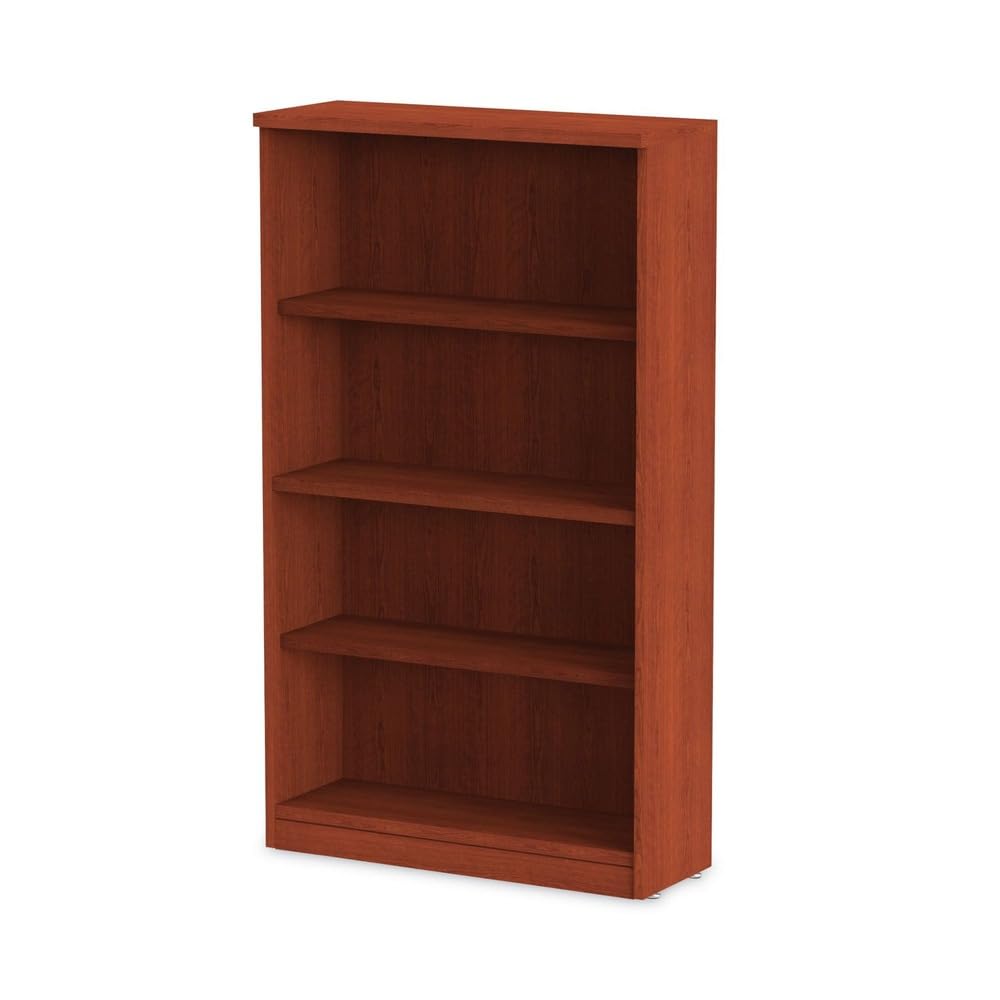Alera Valencia Series 4-Shelf Bookcase in Medium Cherry Finish - Perfect for Home Office, Living Room & Library Storage