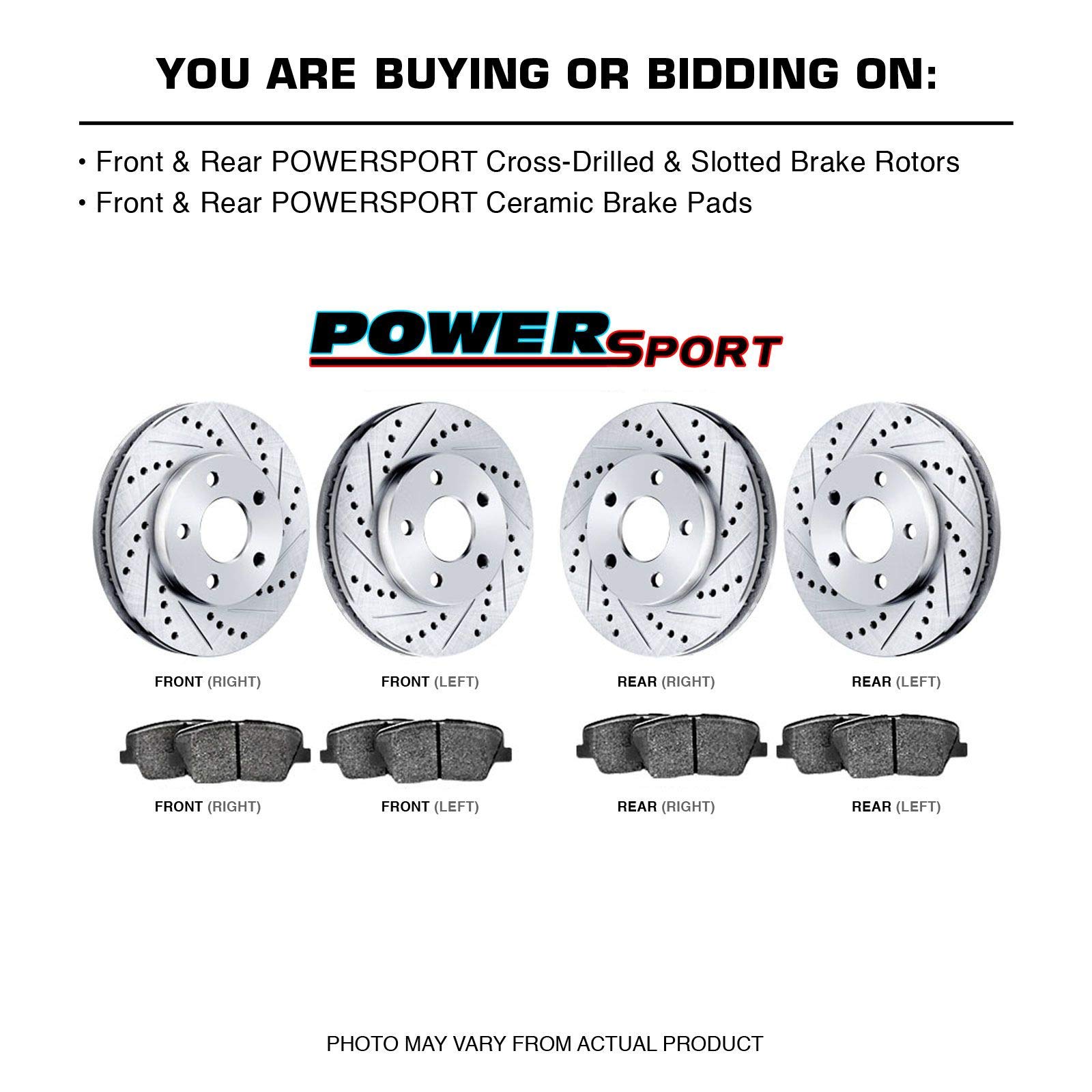 BRAKELABS POWERSPORT Front & Rear Brake Pads and Rotors Kit - Ceramic Brake Pads & Rotors for 2017-2020 Hyundai Elantra | Perfect for Daily Commuting & Performance Driving