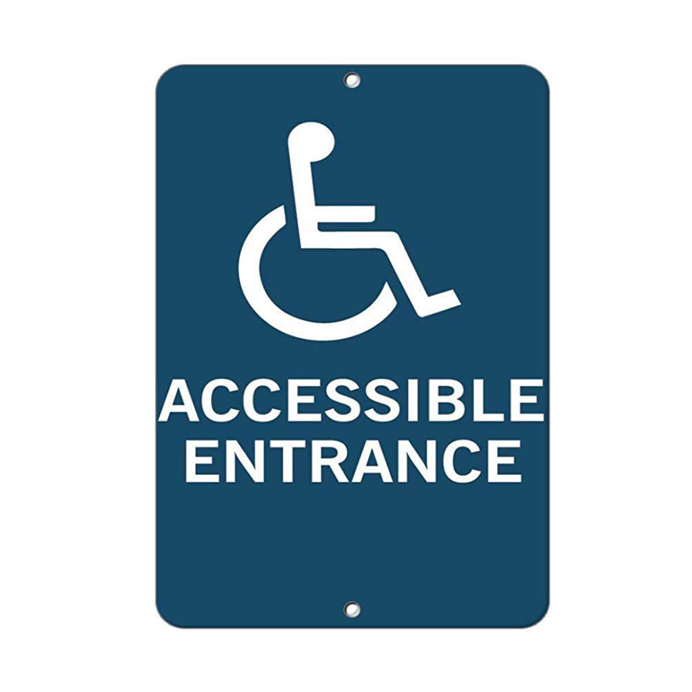ADA Compliant Accessible Entrance & Exit Signs - 8x12 Inches Aluminum Metal Warning Sign for Businesses, Roads & Public Spaces - Durable & Weatherproof Tin Sign Z0210 - Perfect for ADA Compliance, Safety Guidelines & Accessibility Awareness