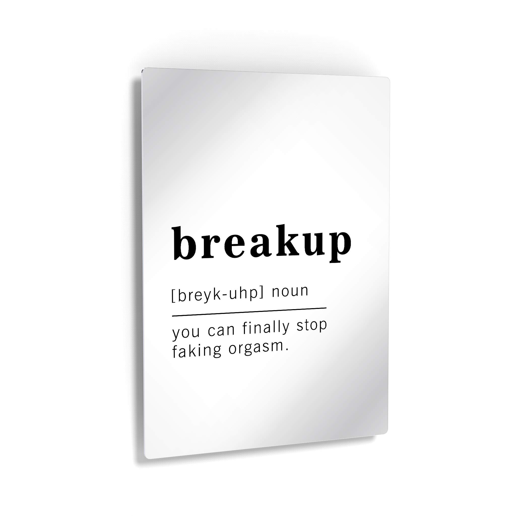 Funny Noun Dictionary Definition of Breakup Metal Print - Inspirational Quote Wall Art for Office, Living Room, Bedroom & Bathroom - Ready to Hang Home Decor (24x16 Inches, Made in USA) - Perfect Gift for Friends Going Through Divorce or Relationship Struggles