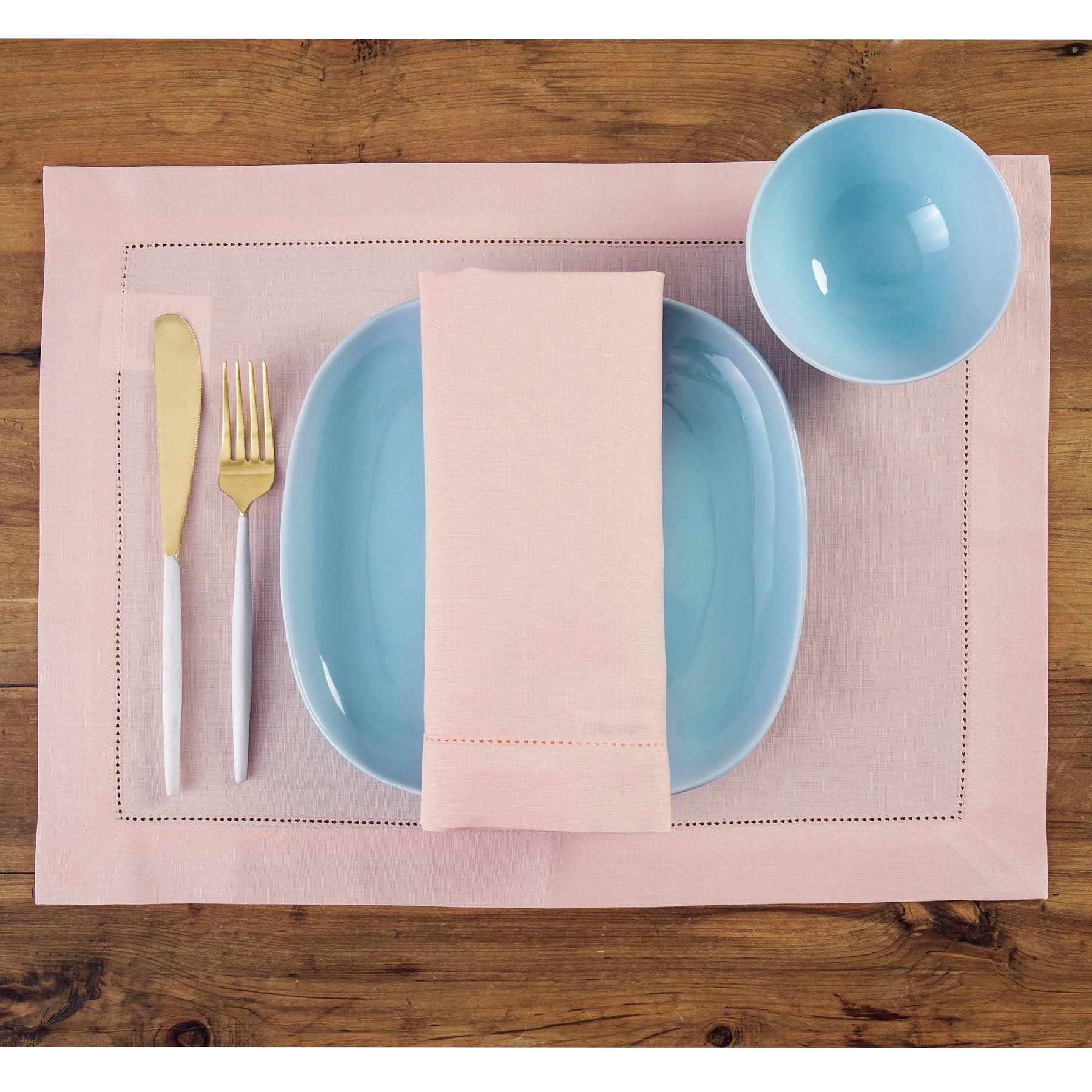 Premium Cotton Linen Hemstitch Placemats Set of 4 - Elegant Table Decor for Dining Room, Kitchen, and Party Settings