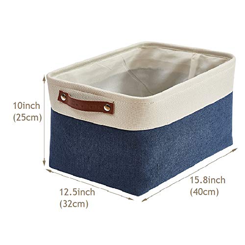 DECOMOMO XL Fabric Storage Bins - 3 Pack Navy Blue & White Storage Baskets for Shelves, Closet Organization, Nursery, Toys | Perfect for Home, Office & Kids Room Storage Solutions