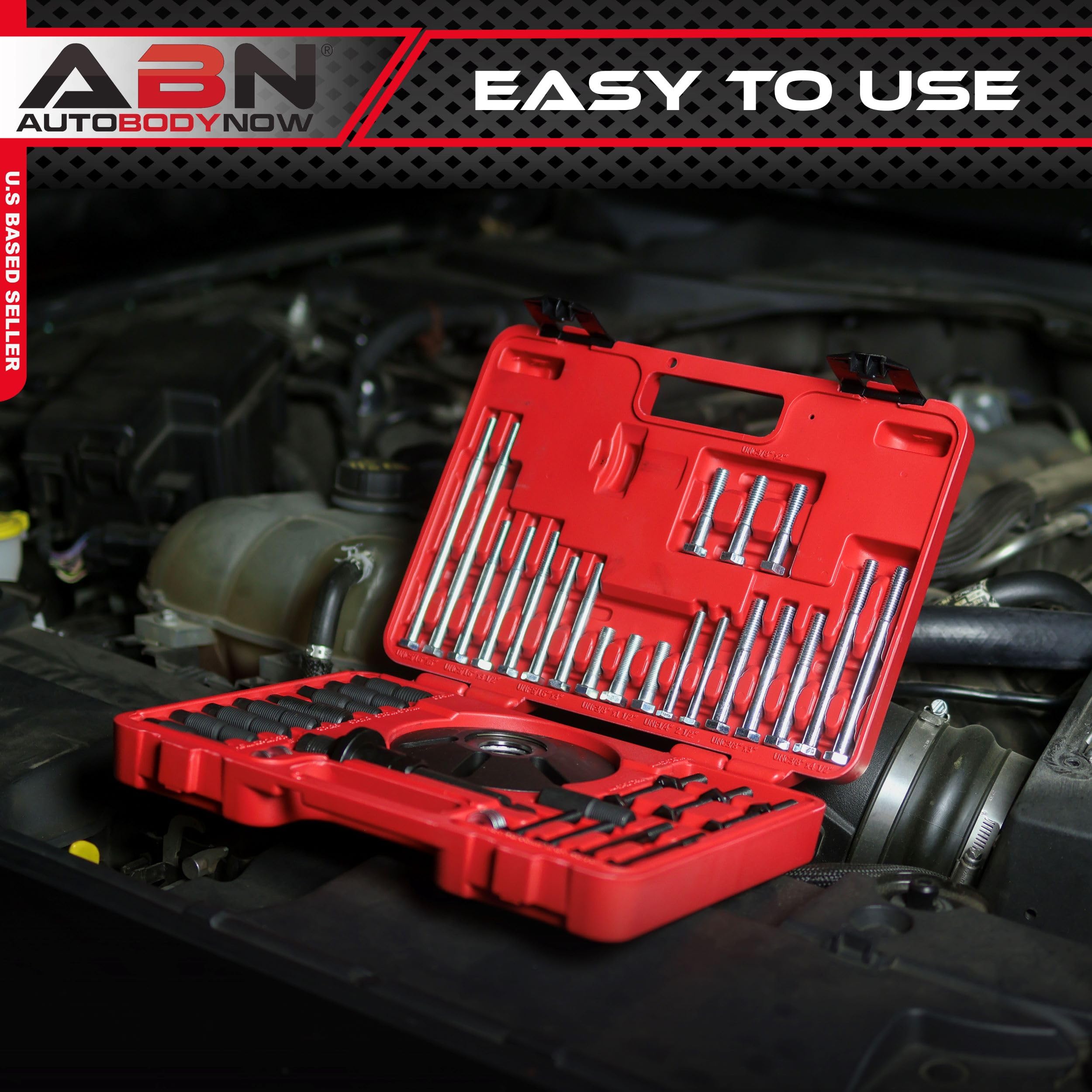 ABN 52-Piece Harmonic Balancer Puller and Installer Tool Kit - Universal Pulley Puller Set for Removal & Installation of Balancers, Gear Pulleys, Steering Wheels | Professional Automotive Repair Tool for Mechanics, DIY Enthusiasts