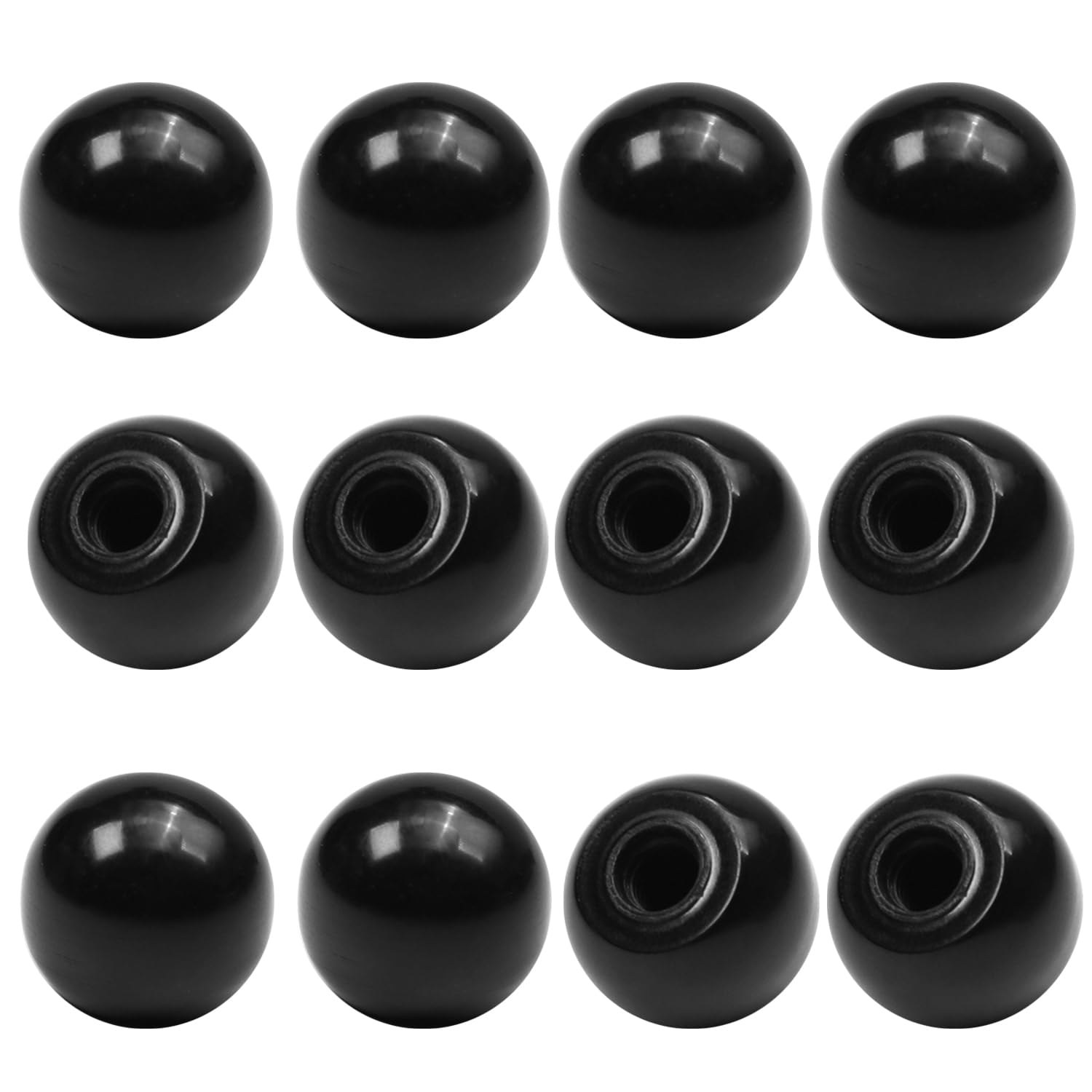 4Pcs Black Bakelite Ball Knob Handles - M5 Female Thread, 16mm Diameter, Smooth Rim - No Twist Design for Lawn Mowers & Exercise Equipment - Durable Thermoset Construction for Outdoor Power Tools & Gym Machines