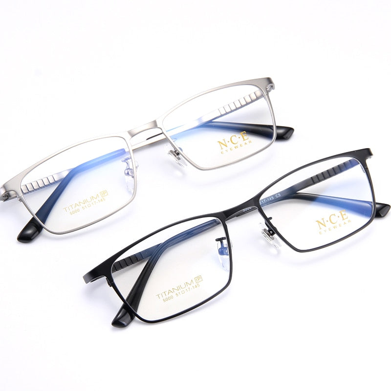 Bclear Men's Full Rim Square Titanium Eyeglasses Frame - Lightweight Durable My5000 for Work, Reading & Fashion