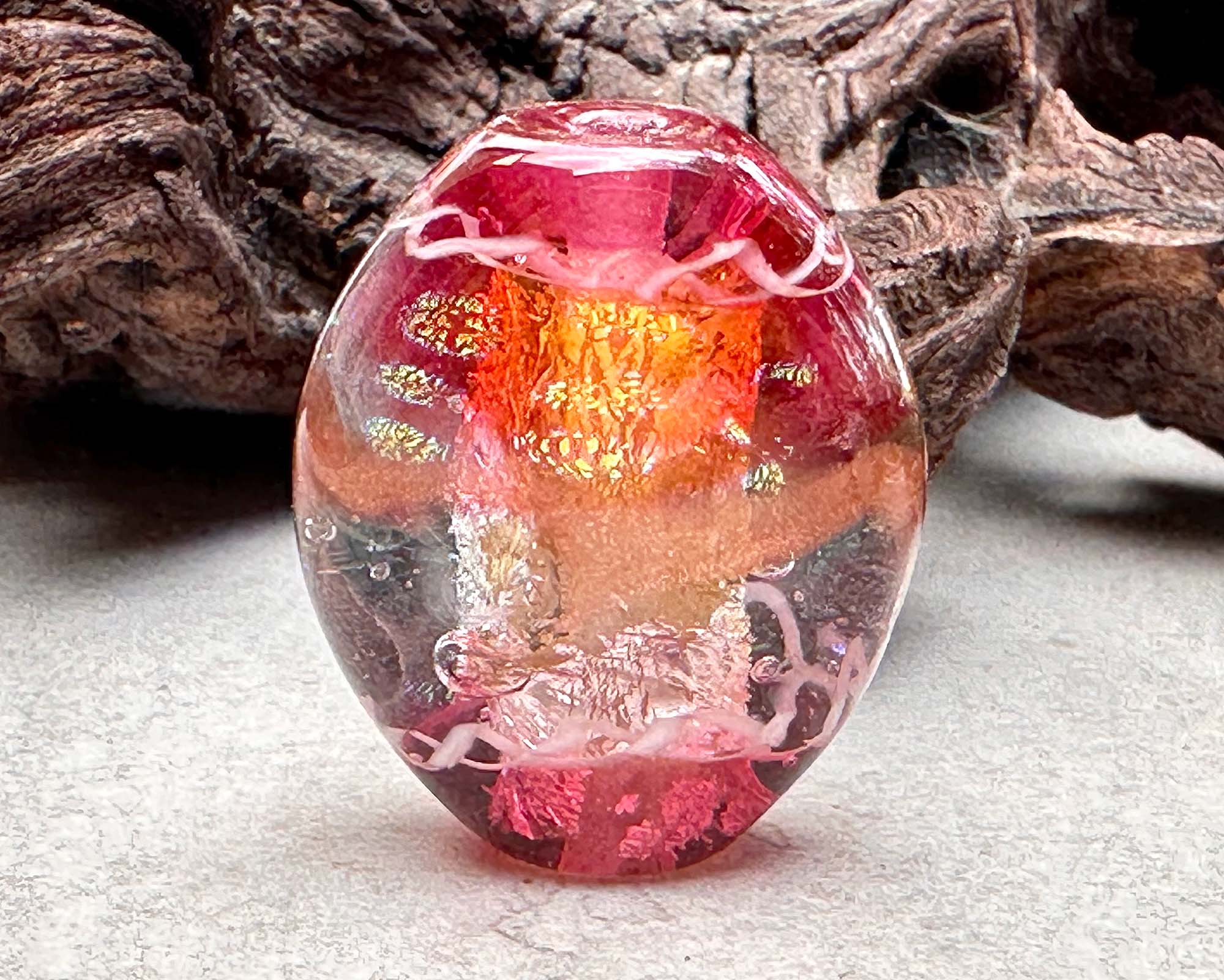 Pink Bling Dichroic Lampwork Glass Focal Bead for Jewelry Making - Handmade SRA Art Bead for Necklaces, Bracelets & DIY Craft Projects