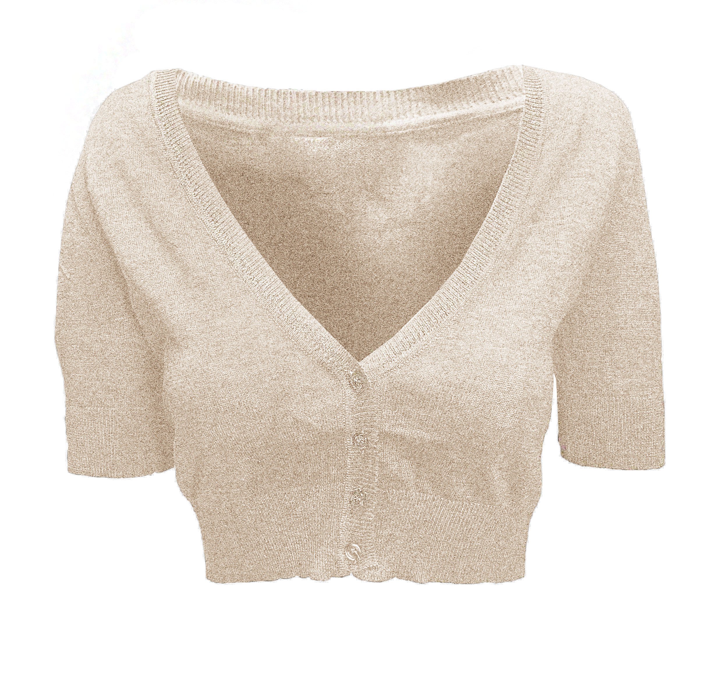 Stylish Solid Ruched Half Sleeve Button Down Knit Cropped Cardigan Sweater for Women | Casual Office Wear, Spring & Fall Layering, Date Night Outfits