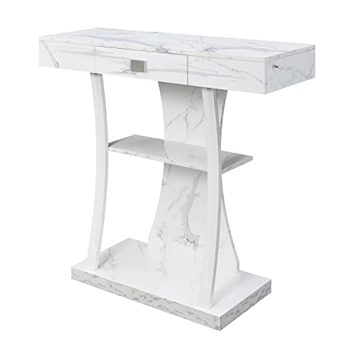 White Faux Marble/White Base