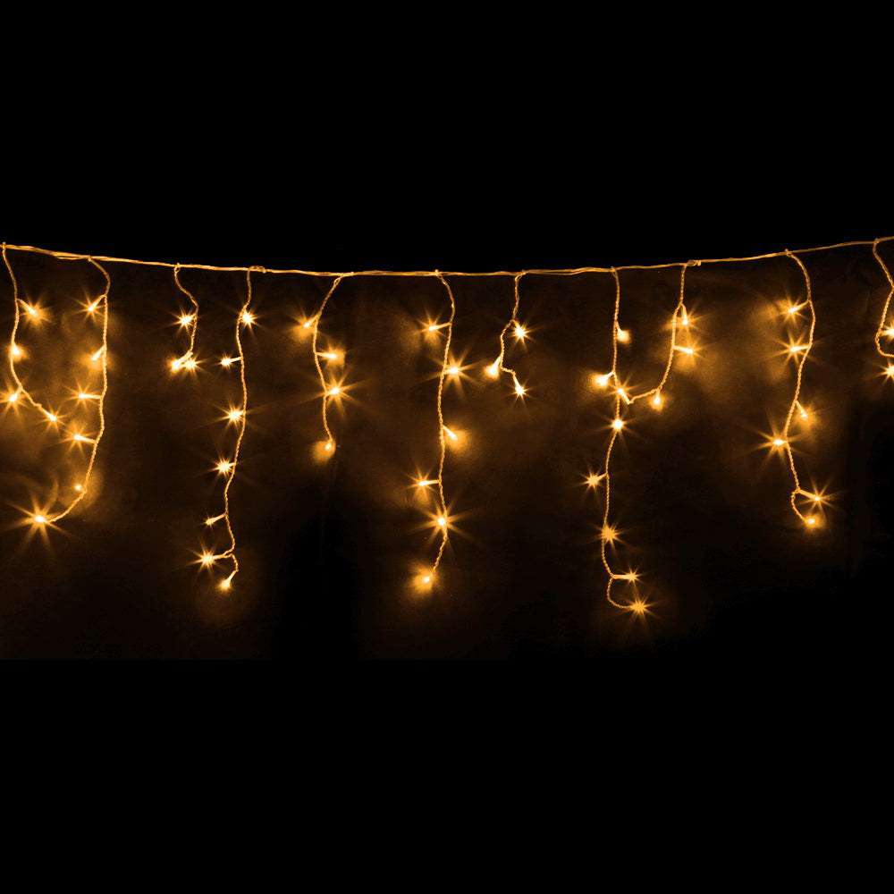 12.5M Solar Powered Christmas Icicle Lights - Warm White LED String Lights for Outdoor Holiday Decorations | Perfect for Roof, Windows, and Garden Decor