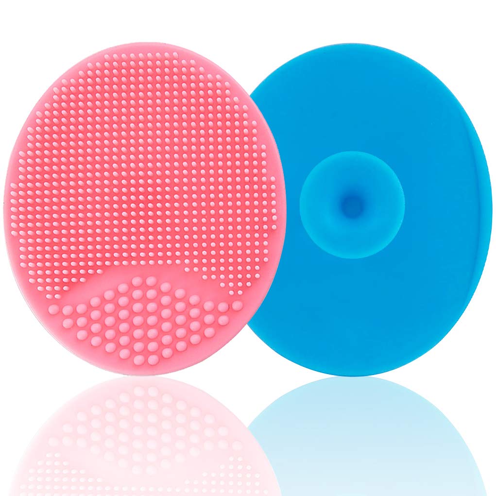 Baby Bath Brush & Cradle Cap Brush - Soft Silicone Massage & Exfoliating Scrubber for Newborns & Toddlers | Gentle SkinSoother for Dry Skin, Eczema & Scalp Care (Large - Blue & Pink) | Perfect for Sensitive Skin Bath Time & Baby Spa Moments