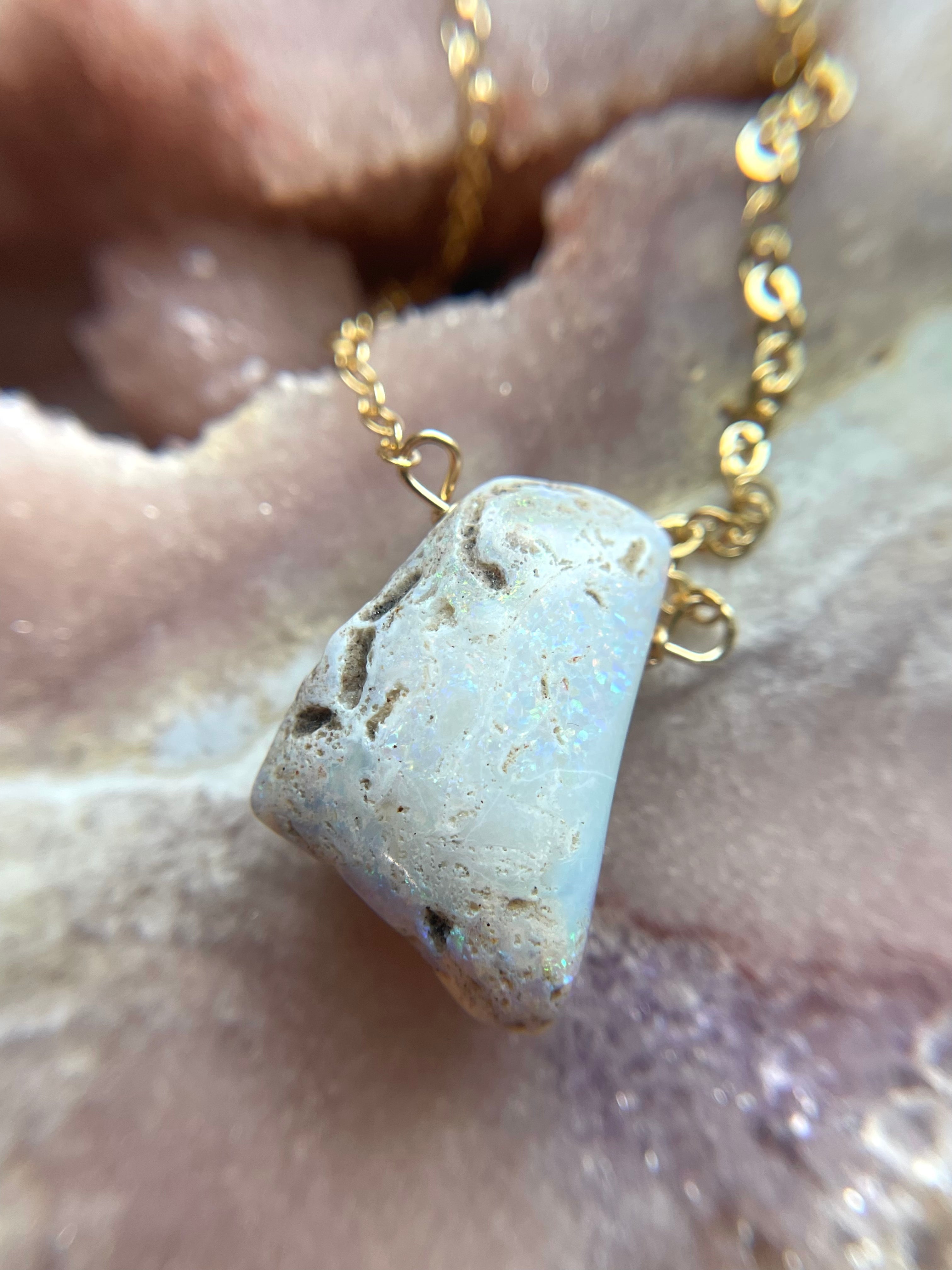 Genuine Australian Opal Necklace - Natural Raw Opal Jewelry for Women, Handmade Sterling Silver Pendant, Elegant Gift for Birthday, Anniversary & Special Occasions