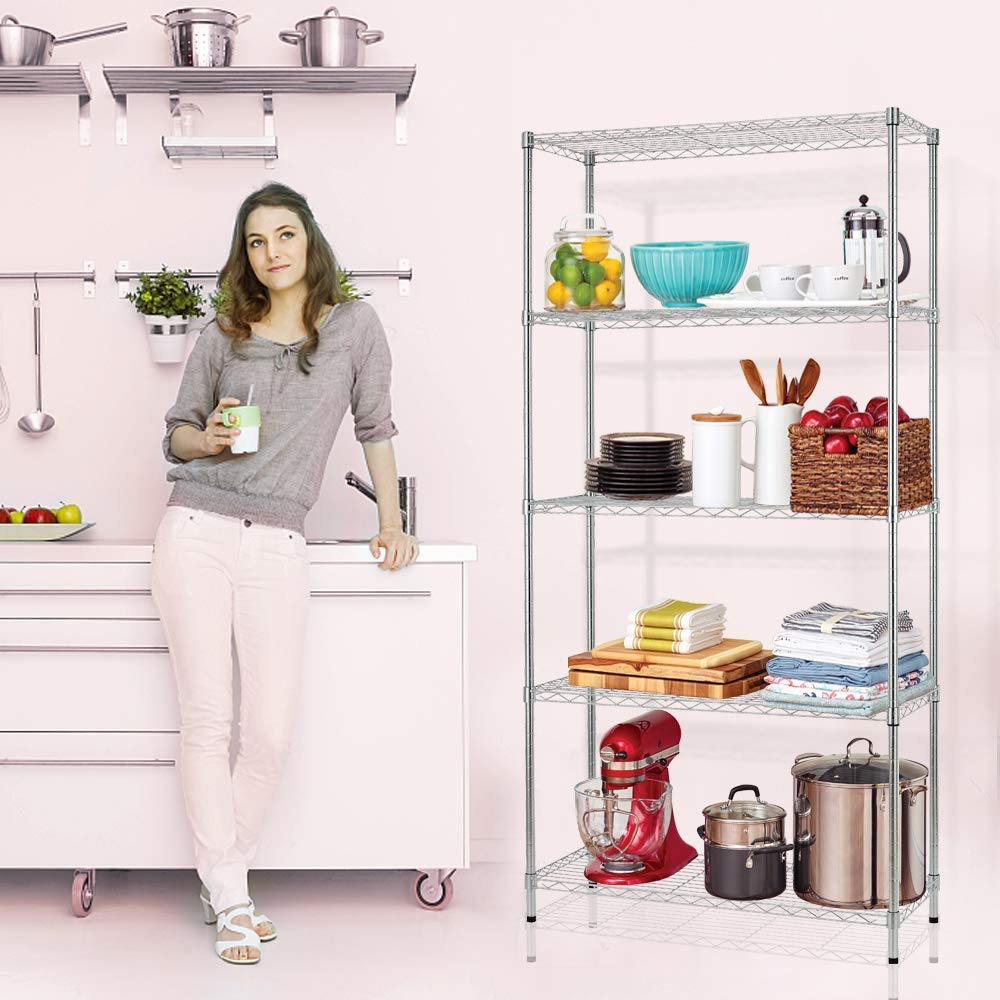 5-Tier Heavy Duty Wire Shelving Unit 72