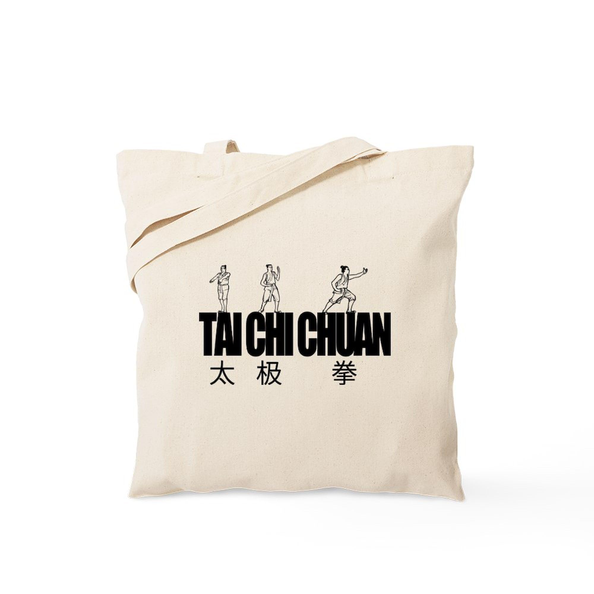Tai Chi Chuan Natural Canvas Tote Bag - Eco-Friendly Reusable Shopping Bag for Yoga, Martial Arts & Grocery Shopping