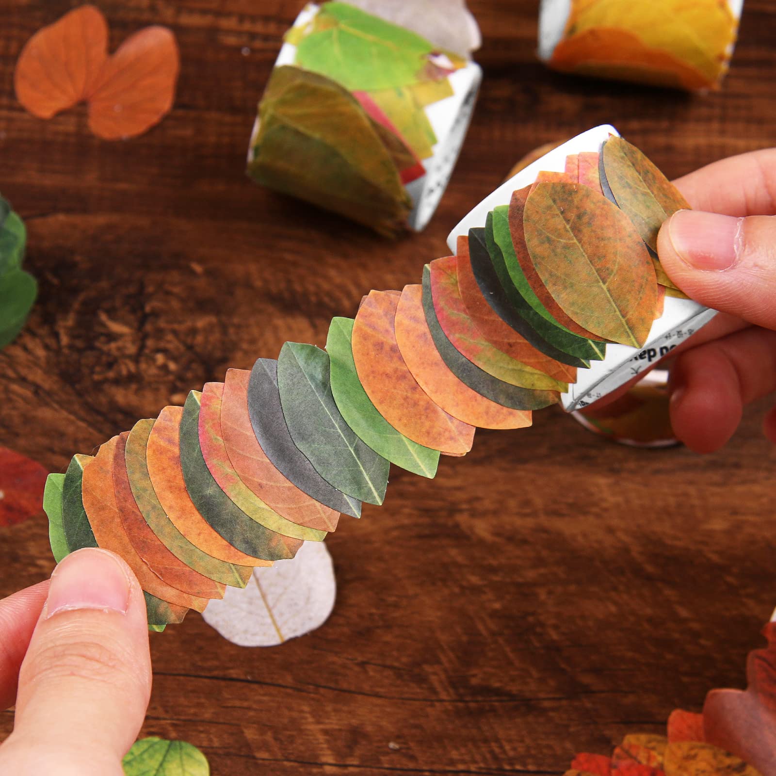 Fall Leaf Washi Tape Stickers - 400 Pieces (8 Rolls) for Card Making, Scrapbooking, Journaling & DIY Crafts - Perfect for Autumn Decorations, Bullet Journals & Gift Wrapping