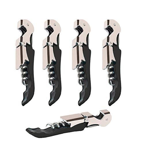 4-Pack Professional Waiter Corkscrew Wine Openers Set - Heavy Duty Stainless Steel Hinges for Restaurants, Bars & Sommeliers - Perfect for Wine Service, Hospitality & Home Entertaining (Black)